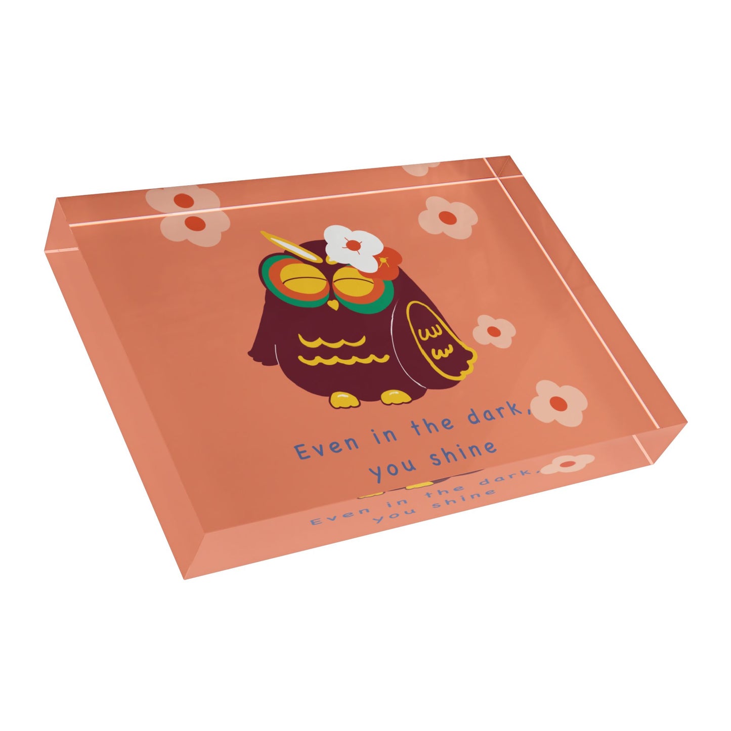 Whimsical Owl Photo Block - 'Even in the Dark, You Shine' Decorative Home Accent