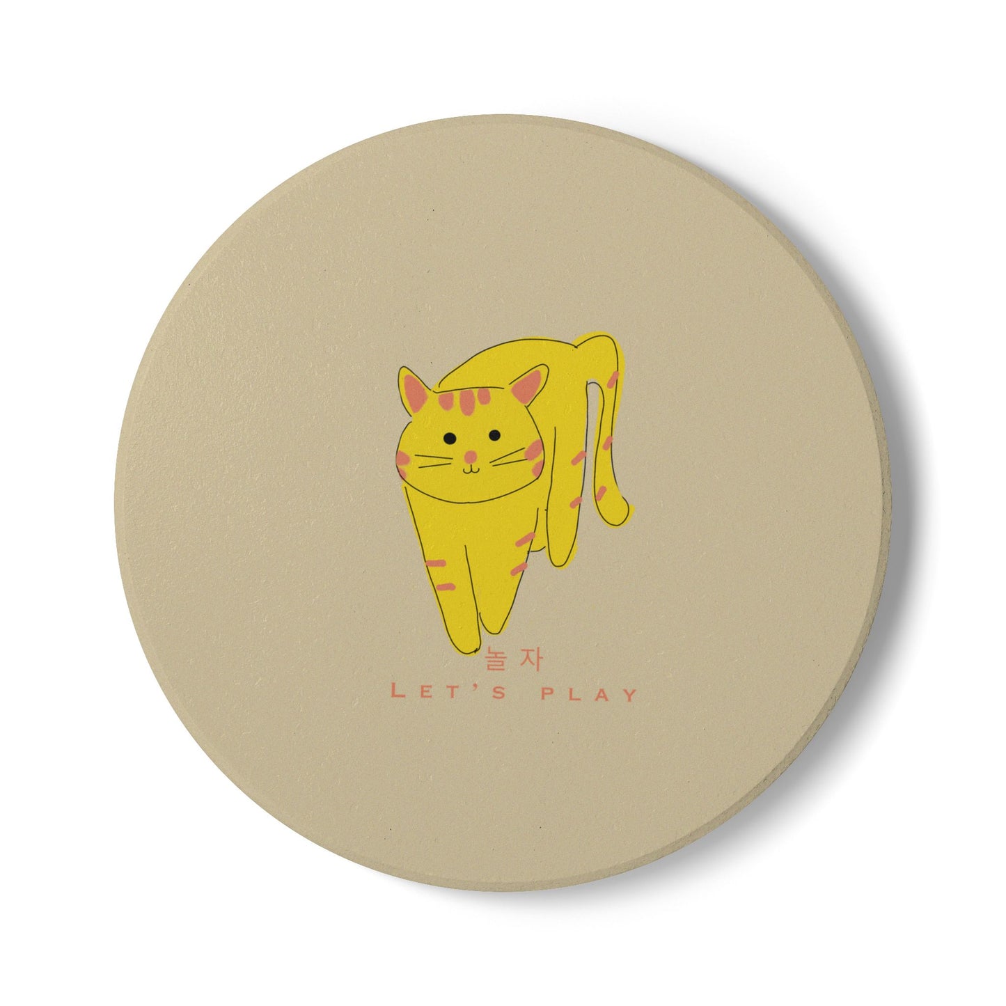 Cute Cat Ceramic Coaster - Let's Play Design