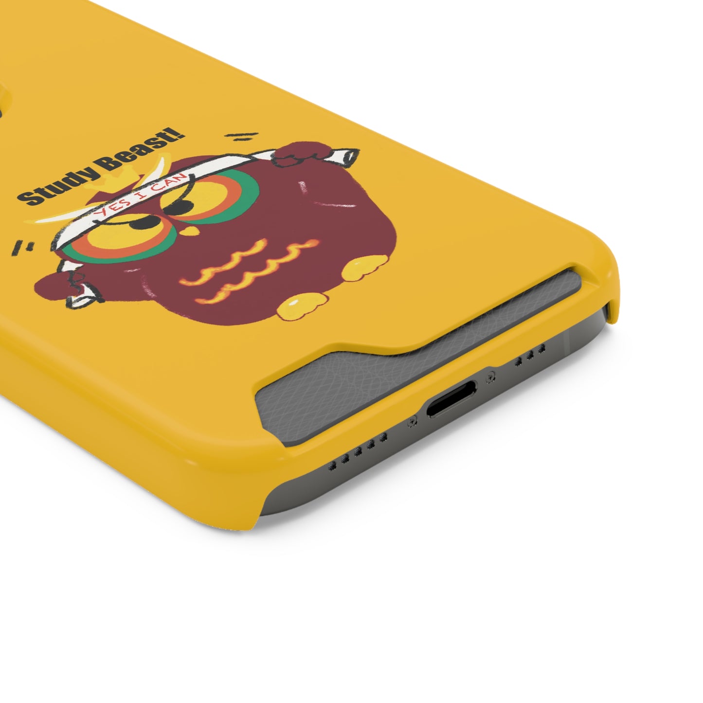 Study Beast Phone Case with Card Holder, Cute Owl Design, Student Accessory, Back-to-School Gift, Funny Phone Cover