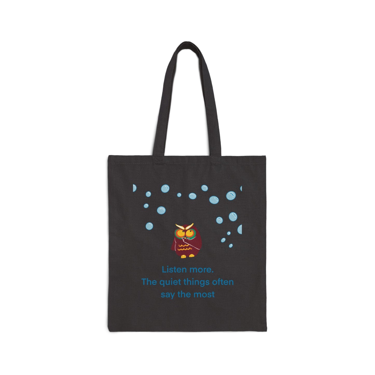 Inspirational Owl Cotton Tote Bag, Eco-Friendly Shopping Bag, Gift for Nature Lovers, Quote Bag, Reusable Grocery Tote