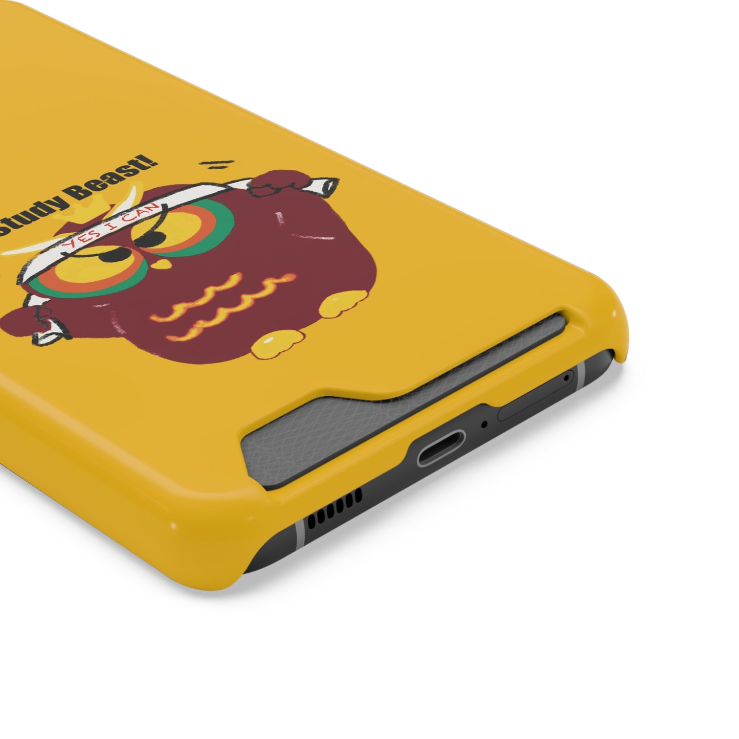 Study Beast Phone Case with Card Holder, Cute Owl Design, Student Accessory, Back-to-School Gift, Funny Phone Cover