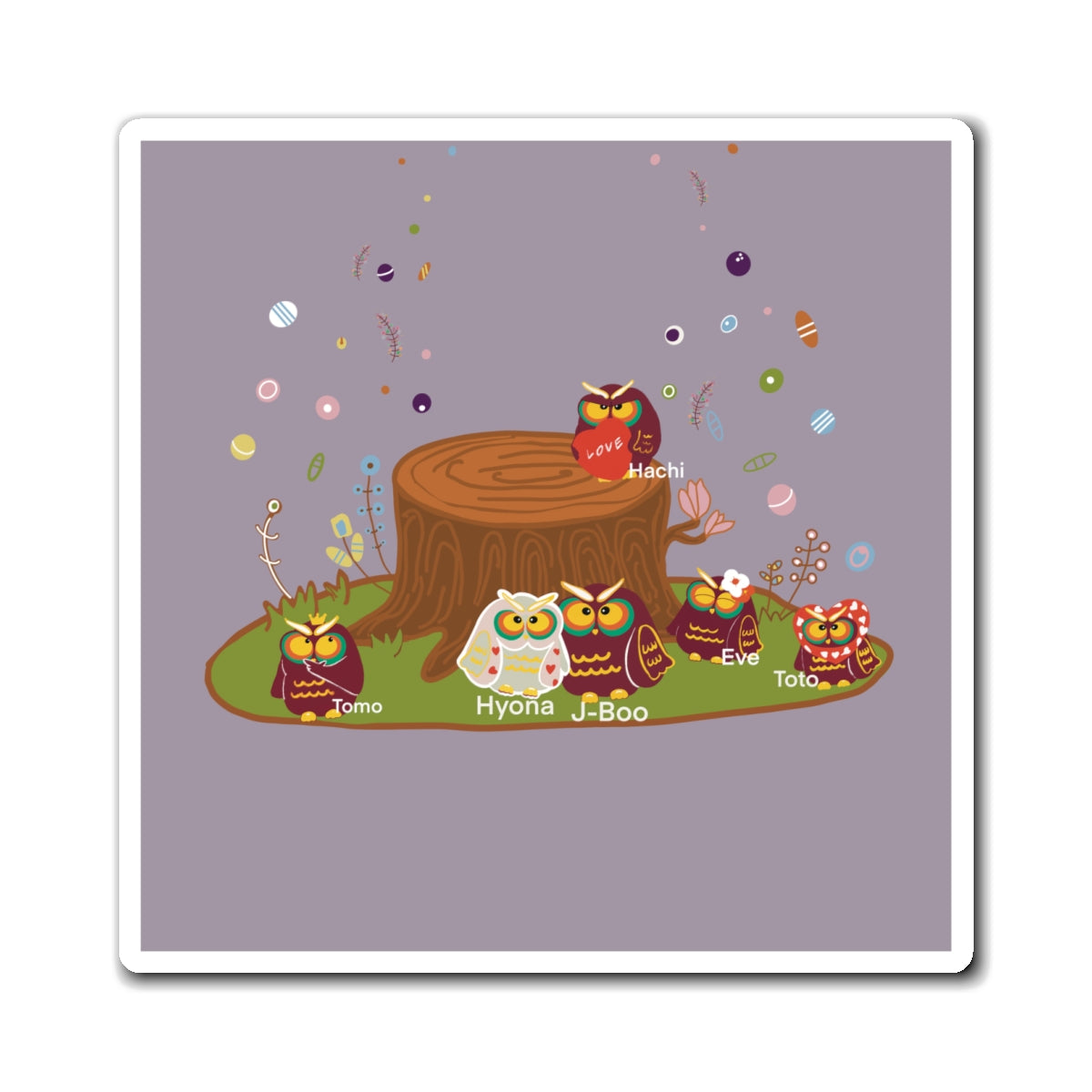 Whimsical Owl Family Magnet - Cute Kitchen Decor