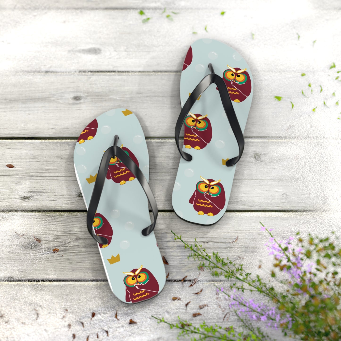 Owl Print Flip Flops - Fun Summer Footwear