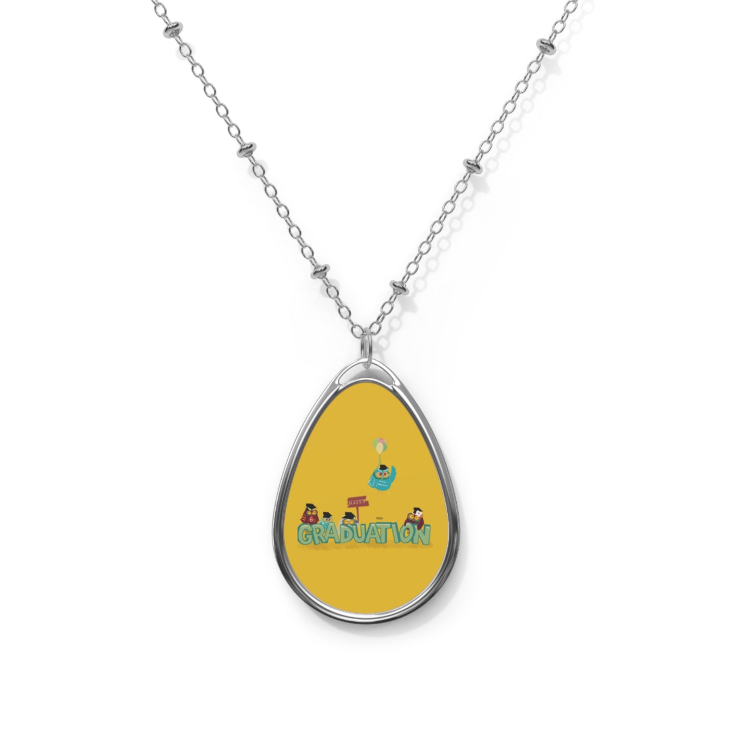 Graduation Oval Necklace - Celebrate Achievements with a Personalized Touch