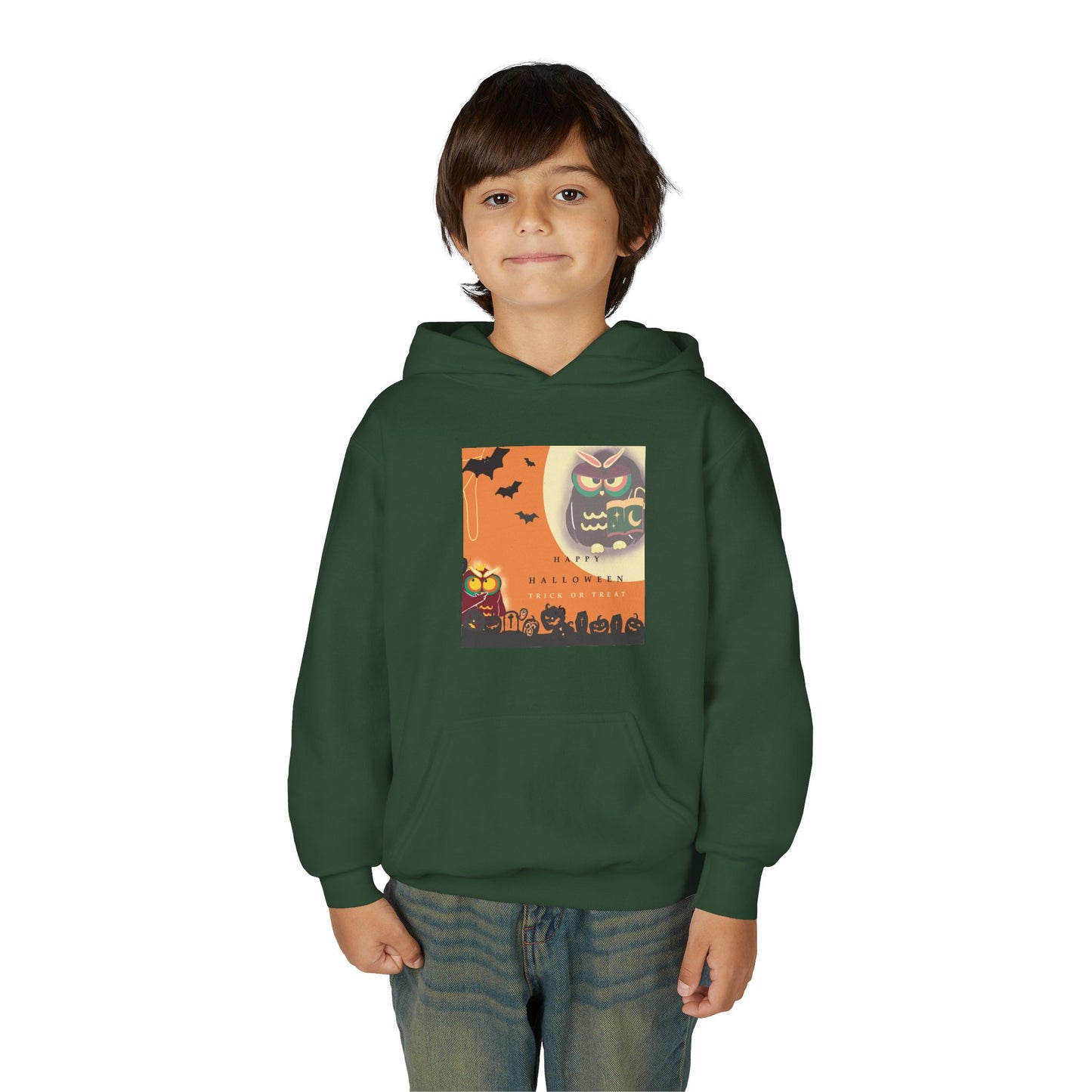 Halloween Owl Youth Hoodie, Cozy Sweatshirt for Kids, Perfect for Fall, Halloween Costume, Gift for Boys and Girls
