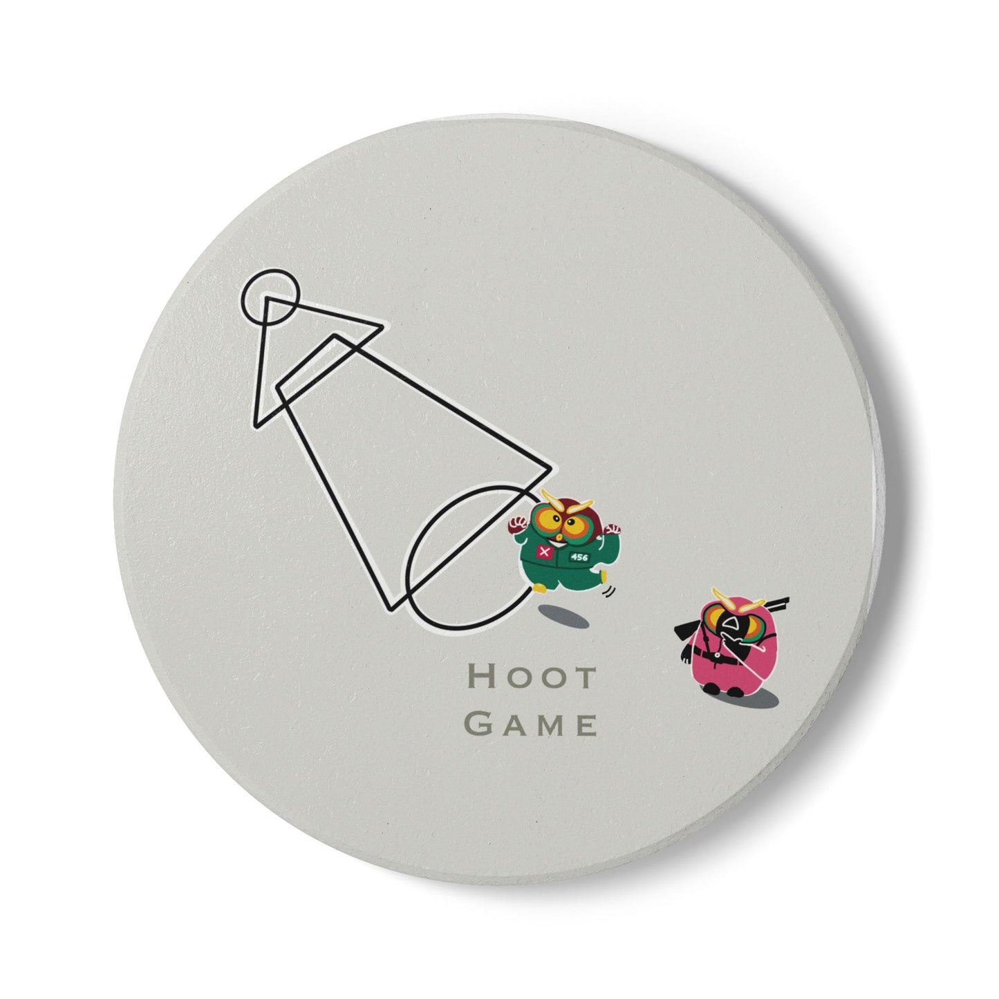 Fun Hoot Game Ceramic Coaster - Cute Animal Design for Home Decor