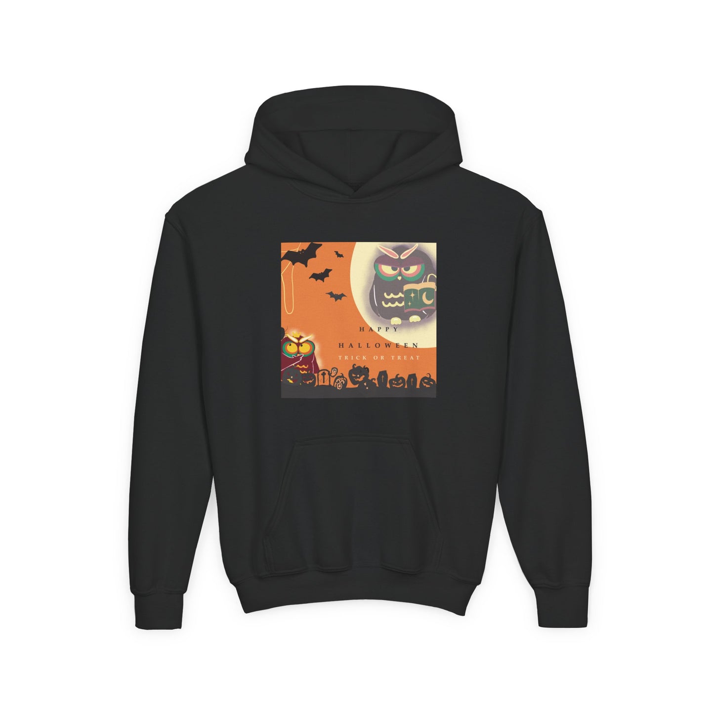 Halloween Owl Youth Hoodie, Cozy Sweatshirt for Kids, Perfect for Fall, Halloween Costume, Gift for Boys and Girls