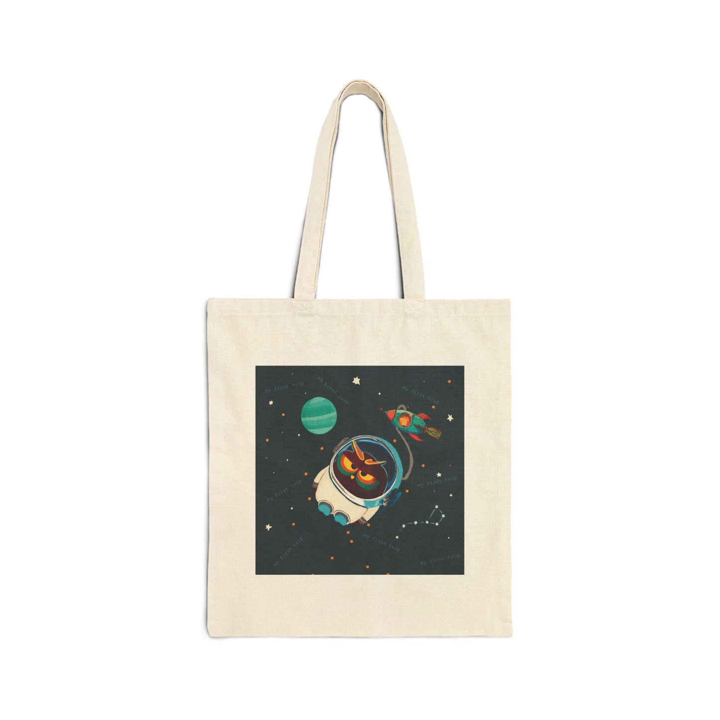 Cosmic Adventure Cotton Canvas Tote Bag, Space Lover Gift, Eco-Friendly Shopping Bag, Fun Cosmic Art, Galaxy Theme Tote