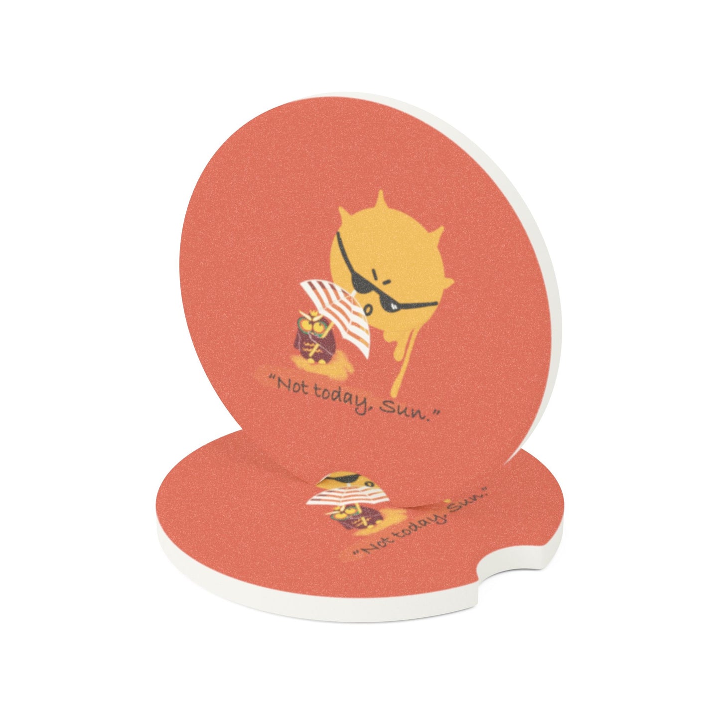 Sun-Guard Soapstone Car Coaster, Fun Car Accessory, Not Today Sun Coaster, Unique Drink Holder, Summer Gift for Drivers