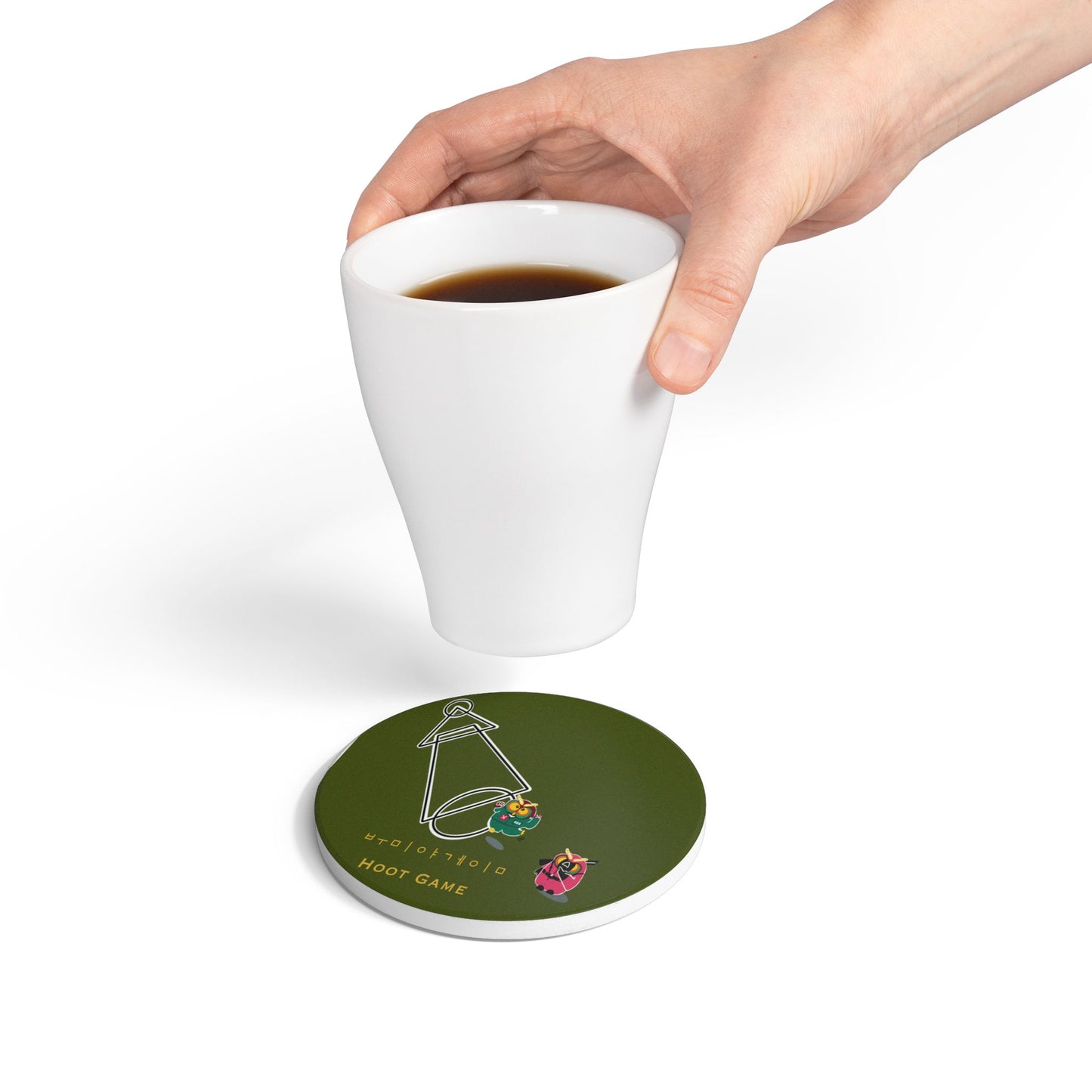 Cute Hoot Game Ceramic Coaster - Fun Kitchen Decor for Owl Lovers