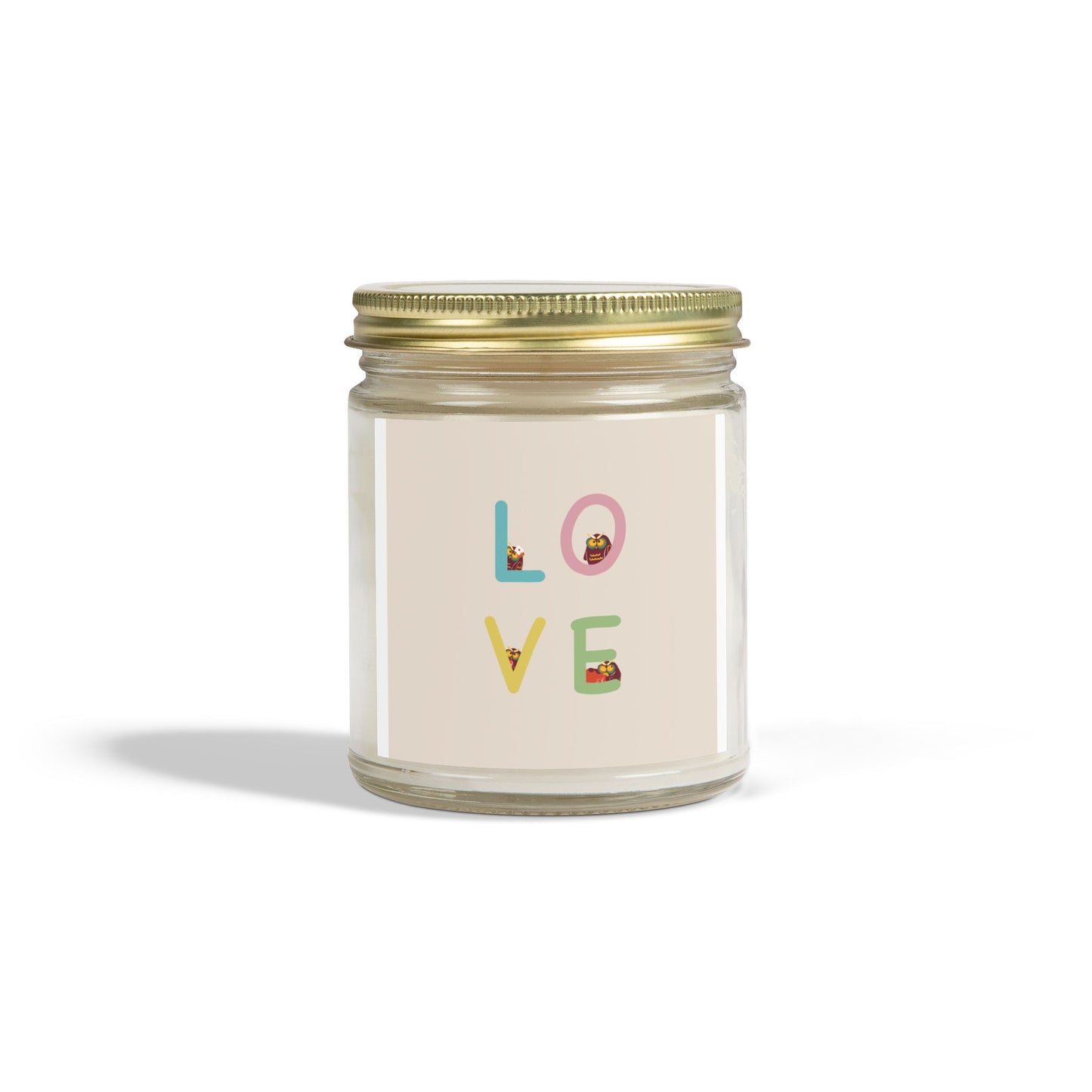 Coconut Apricot Scented Candle - 'LOVE' Design, 4oz & 9oz
