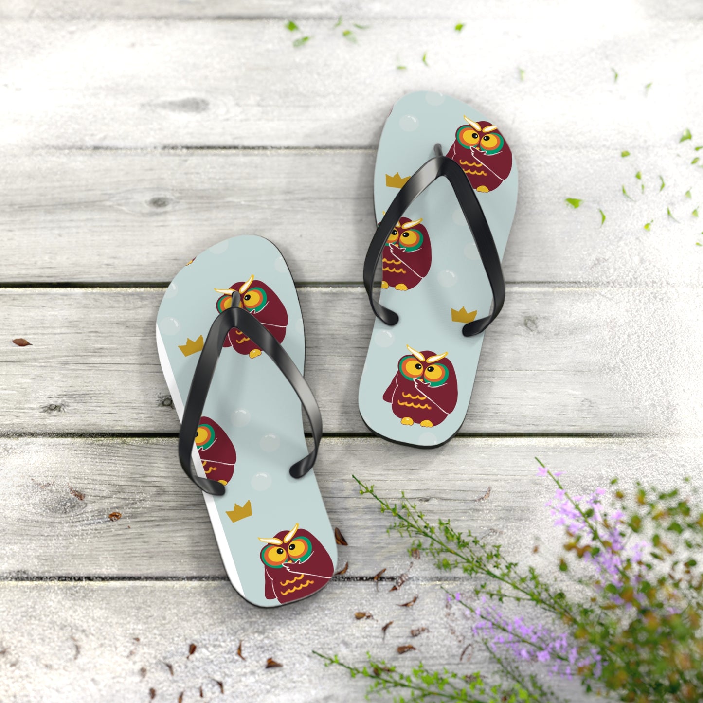 Owl Print Flip Flops - Fun Summer Footwear