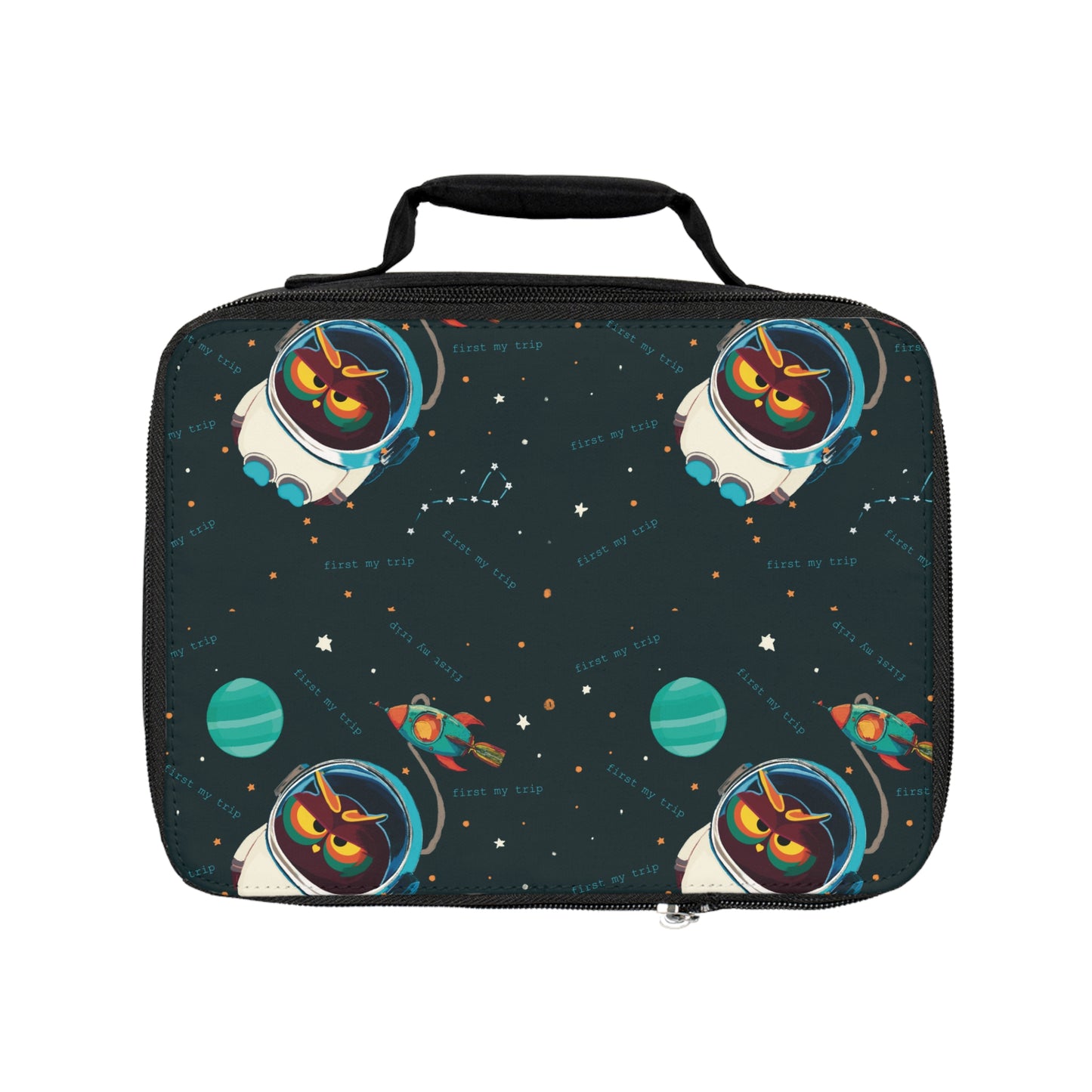Cosmic Owl Lunch Bag, Fun Lunchbox for Kids, Space-Themed Bag for School, Insulated Tote for Snacks, Unique Gift for Birthday