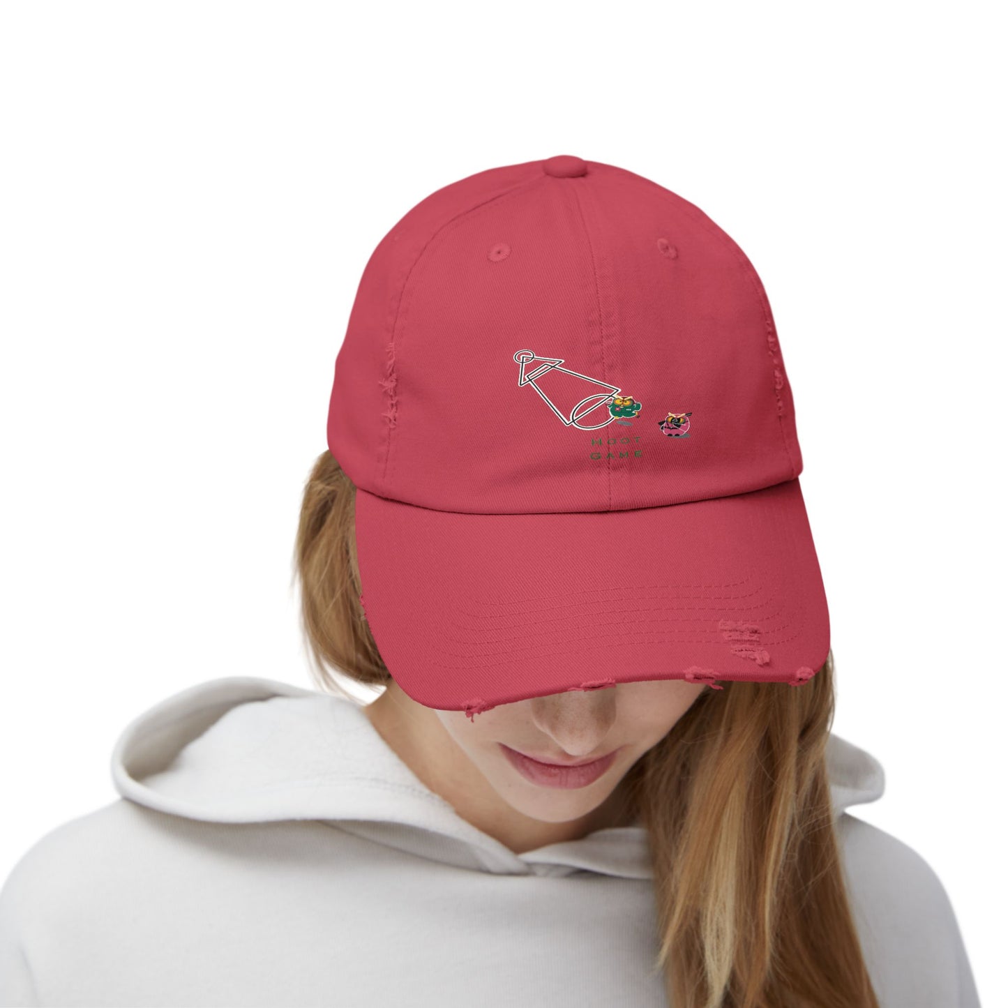 Unisex Distressed Cap - Hoot Game Inspired Fashion Hat