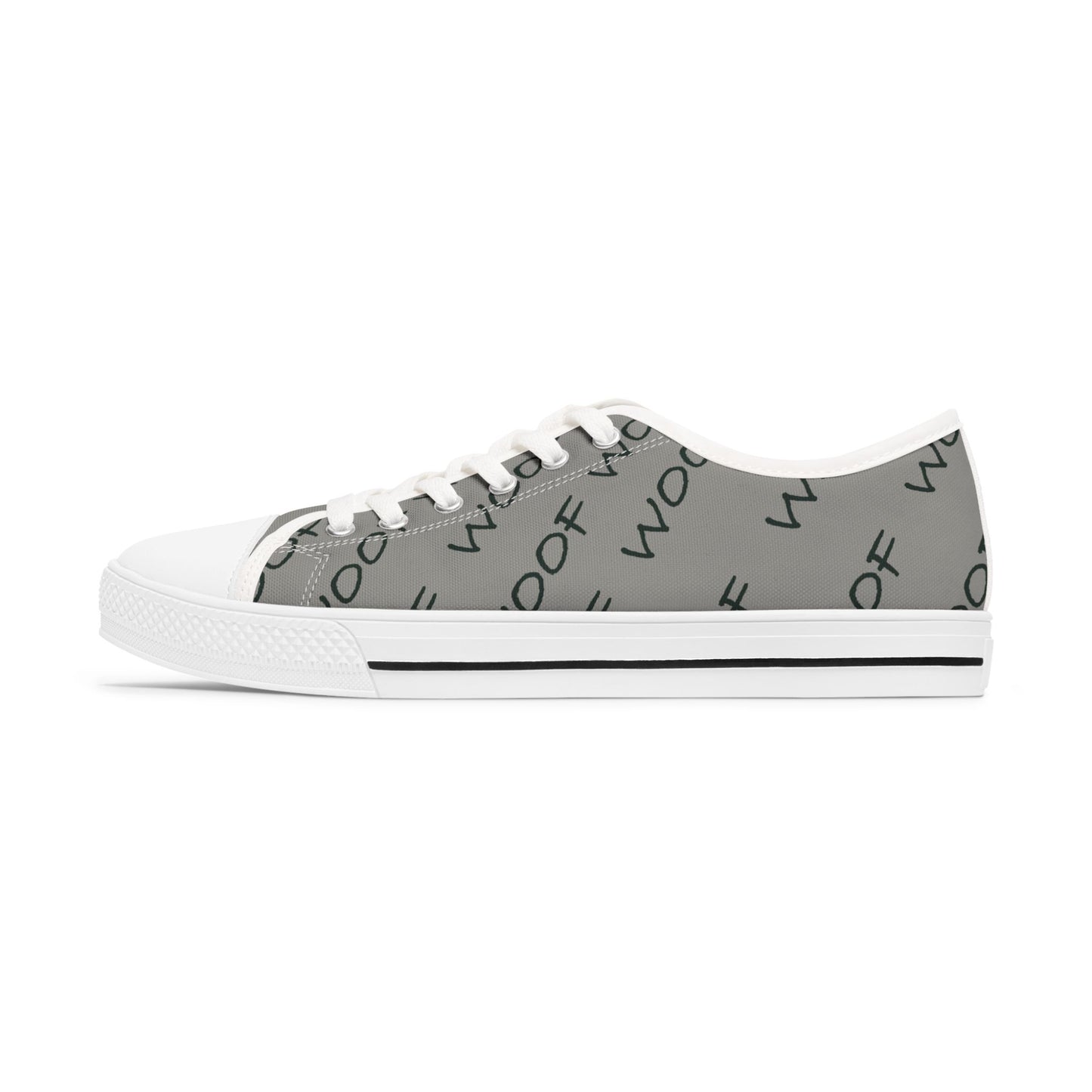 Woof Print Women's Low Top Sneakers, Casual Dog Lover Shoes, Pet Owner Gift, Stylish Everyday Sneakers, Unique Animal Print Footwear