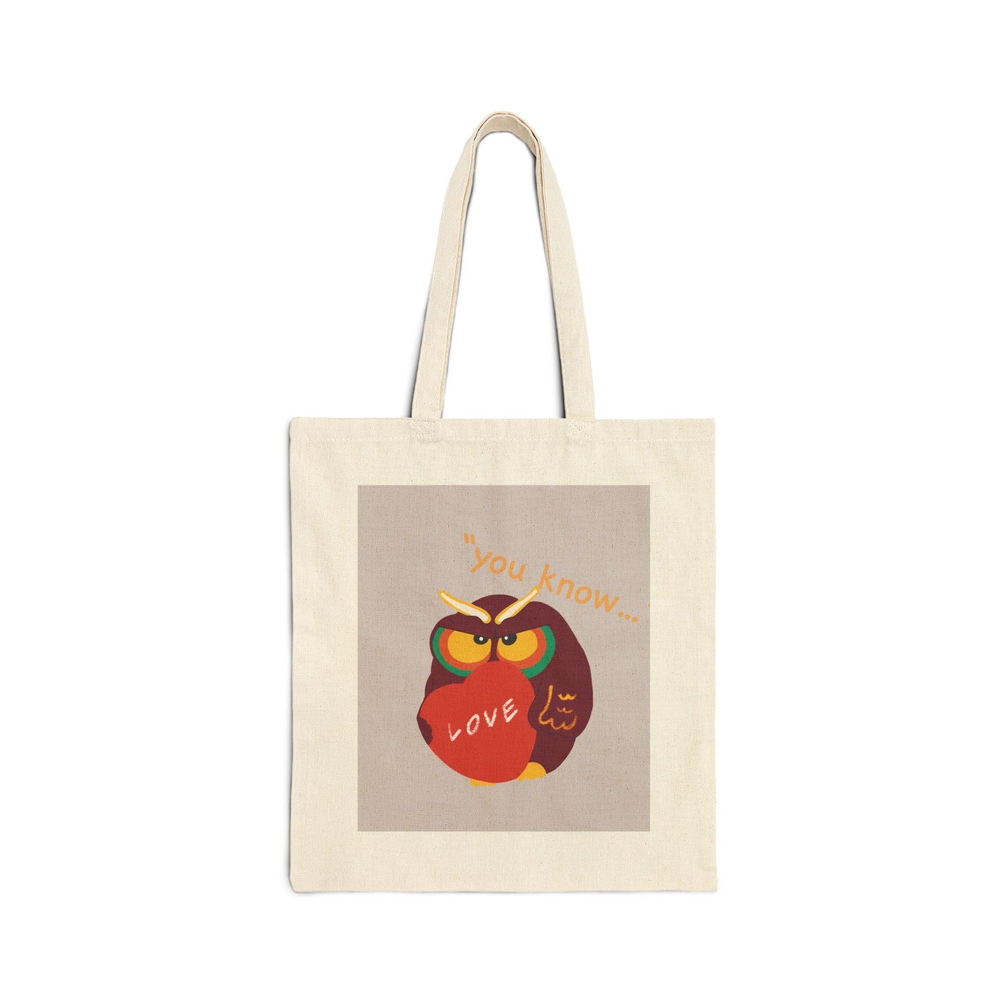 Whimsical Owl Love Cotton Canvas Tote Bag - Eco-Friendly Gift