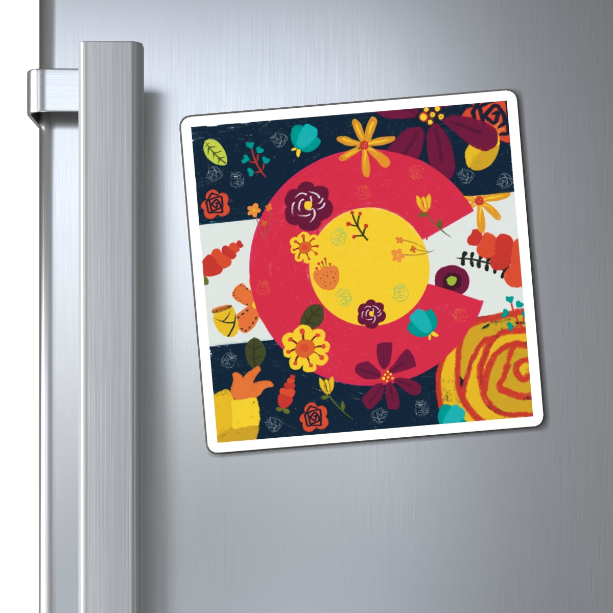 Colorful Floral Design Magnets, Whimsical Refrigerator Decor, Funky Art Magnets for Home, Cute Gifts for Her, Colorful Kitchen Accents