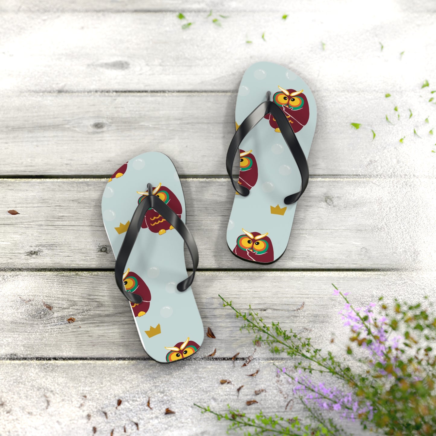 Owl Print Flip Flops - Fun Summer Footwear