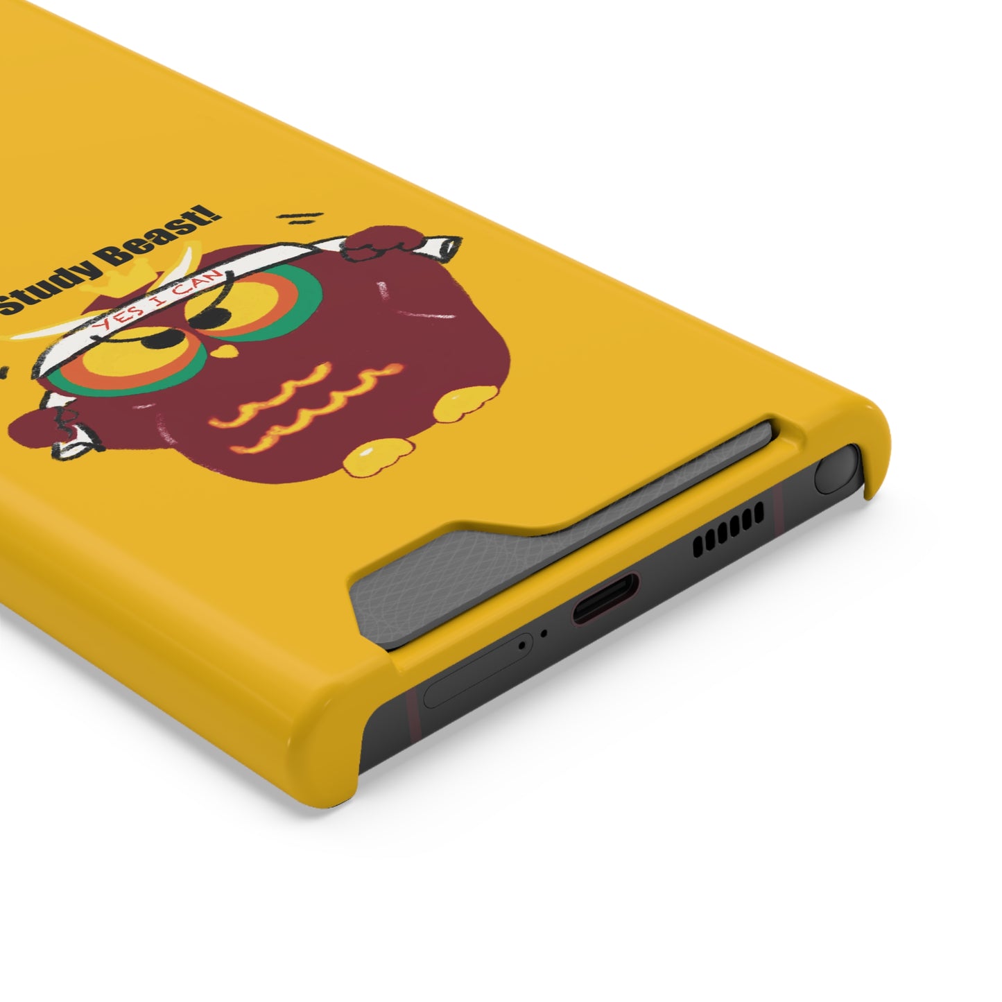 Study Beast Phone Case with Card Holder, Cute Owl Design, Student Accessory, Back-to-School Gift, Funny Phone Cover