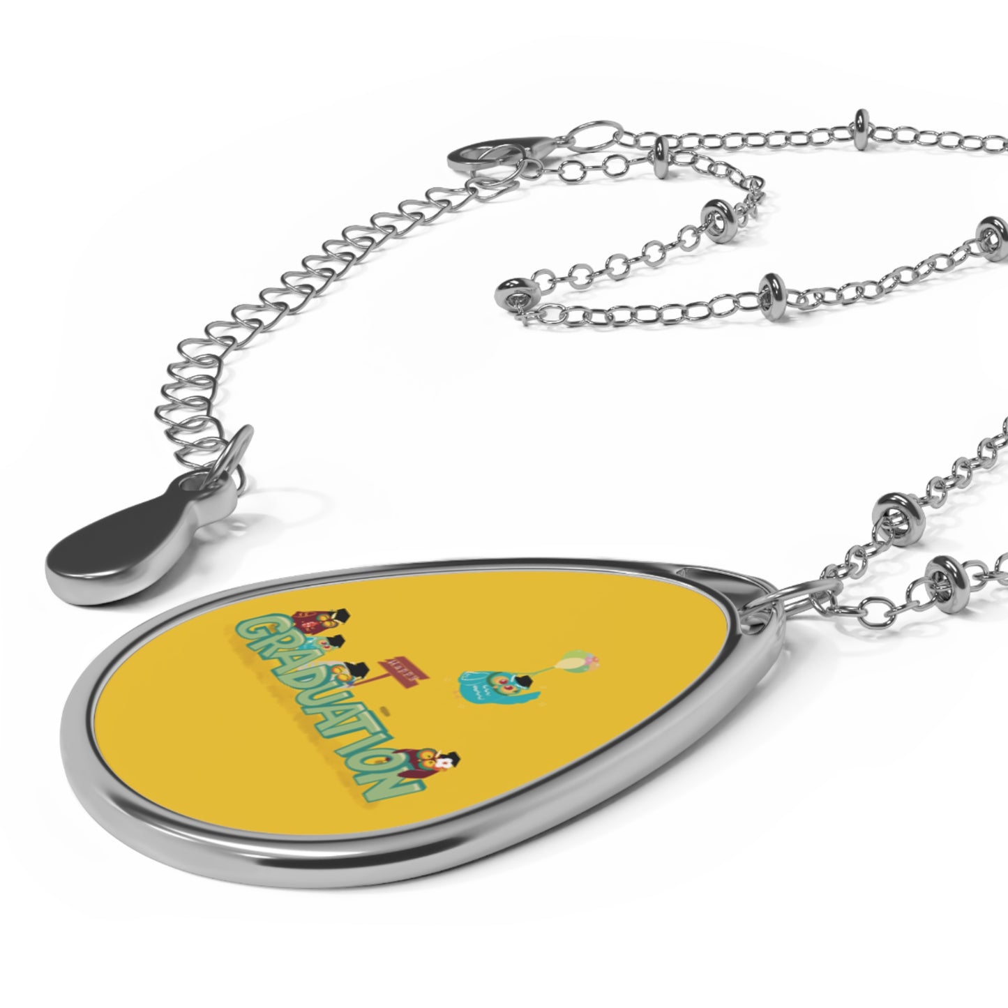 Graduation Oval Necklace - Celebrate Achievements with a Personalized Touch