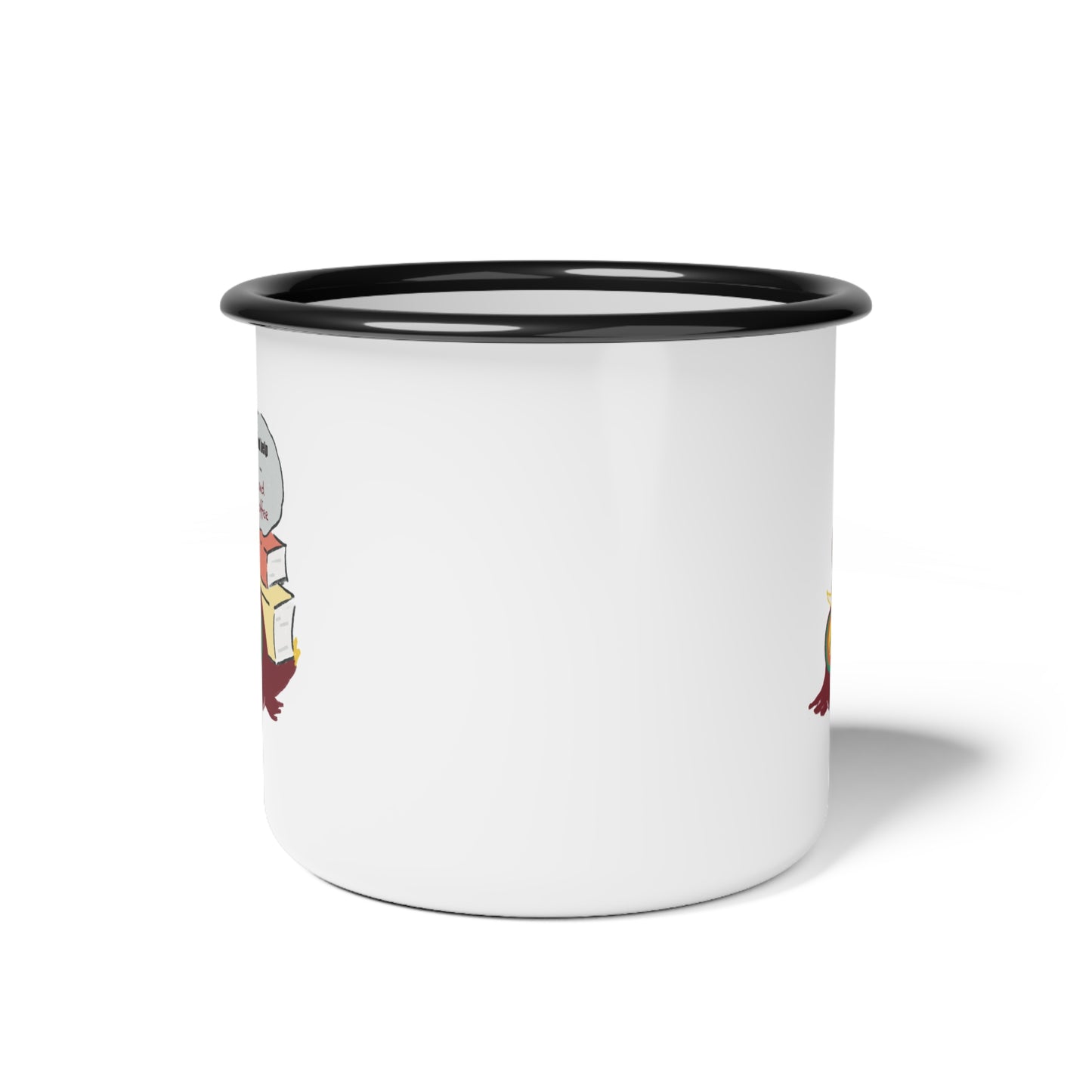 Cozy Enamel Camp Cup with Fun Design - Perfect for Coffee Lovers, Hiking, Camping, Gifts, Personalized Mug