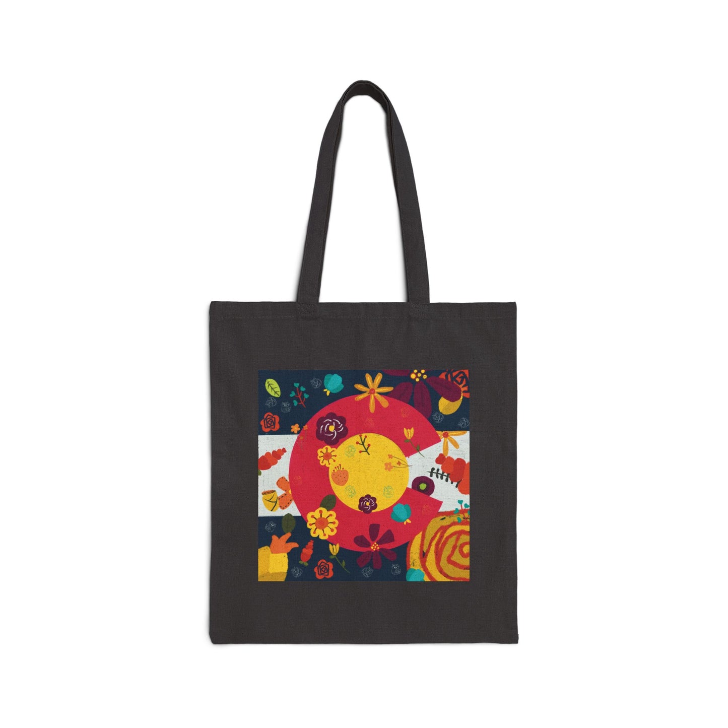 Colorful Floral Cotton Canvas Tote Bag, Eco-Friendly Shopping Bag, Gift for Her, Beach Bag, Reusable Grocery Tote