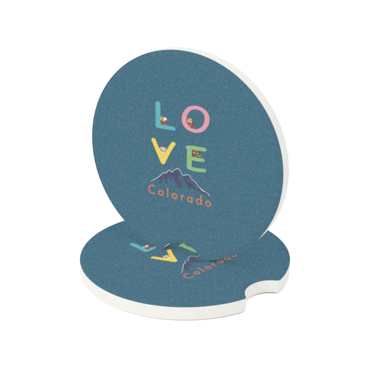 Soapstone Car Coaster - Love Colorado Design | Car Accessories, Gifts for Travelers, Road Trip Essentials, Home Decor, Unique Souvenirs