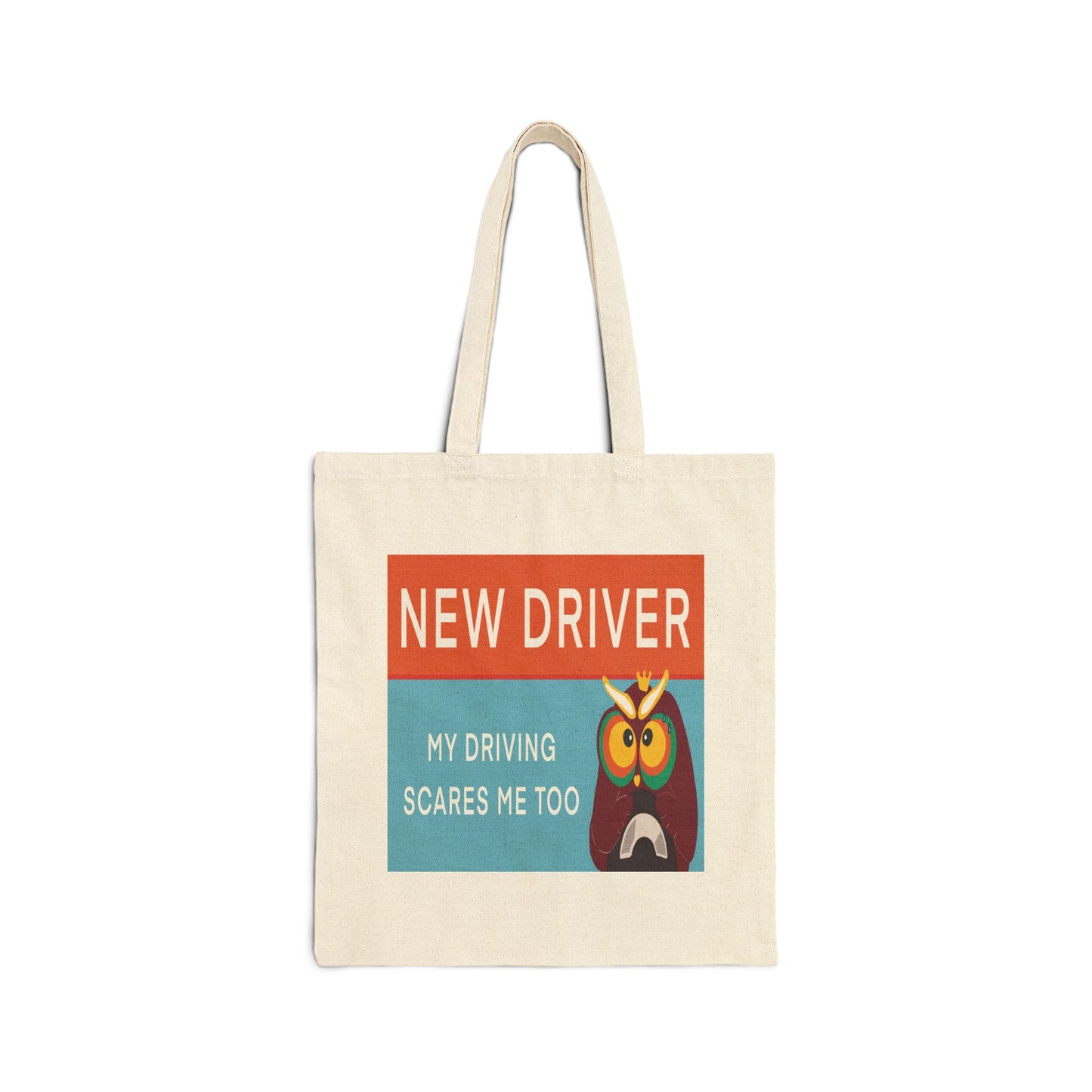 Funny New Driver Cotton Canvas Tote Bag, Gift for New Drivers, Eco-Friendly Shopping Bag, Driving Humor Bag, Car Enthusiast Tote