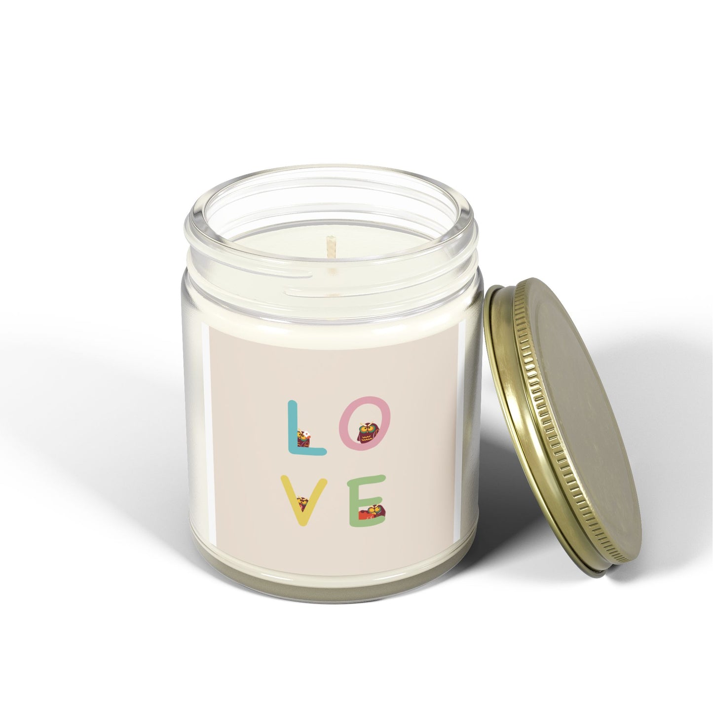 Coconut Apricot Scented Candle - 'LOVE' Design, 4oz & 9oz
