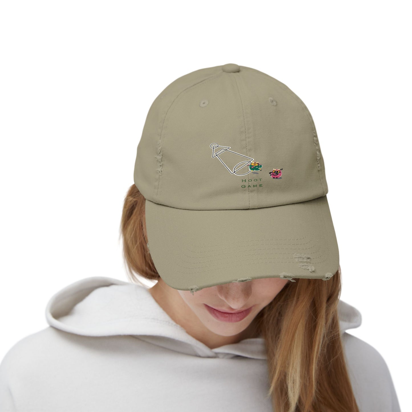 Unisex Distressed Cap - Hoot Game Inspired Fashion Hat