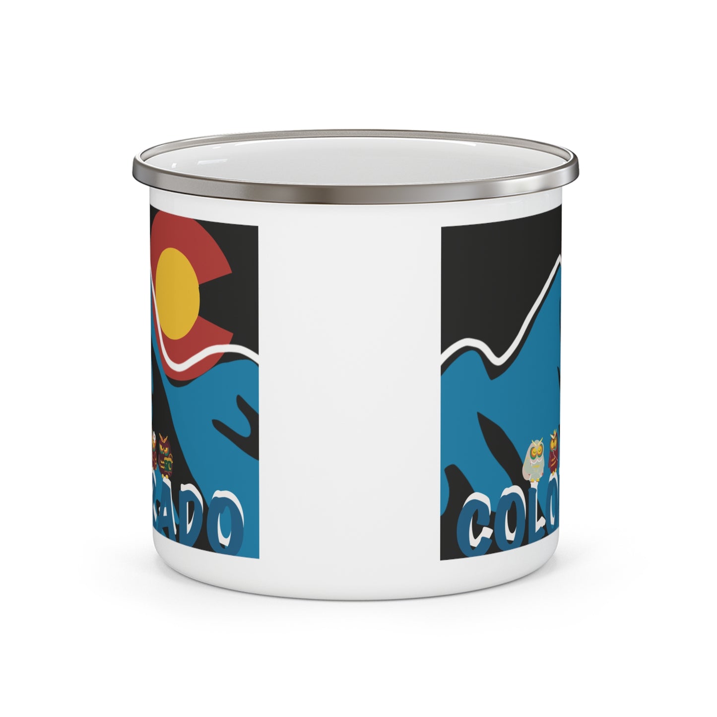 Colorado Enamel Camping Mug, Adventure Mug, Outdoor Coffee Cup, Hiking Gift, Travel Mug, Nature Lover's Drinkware, Rustic Camping Gear