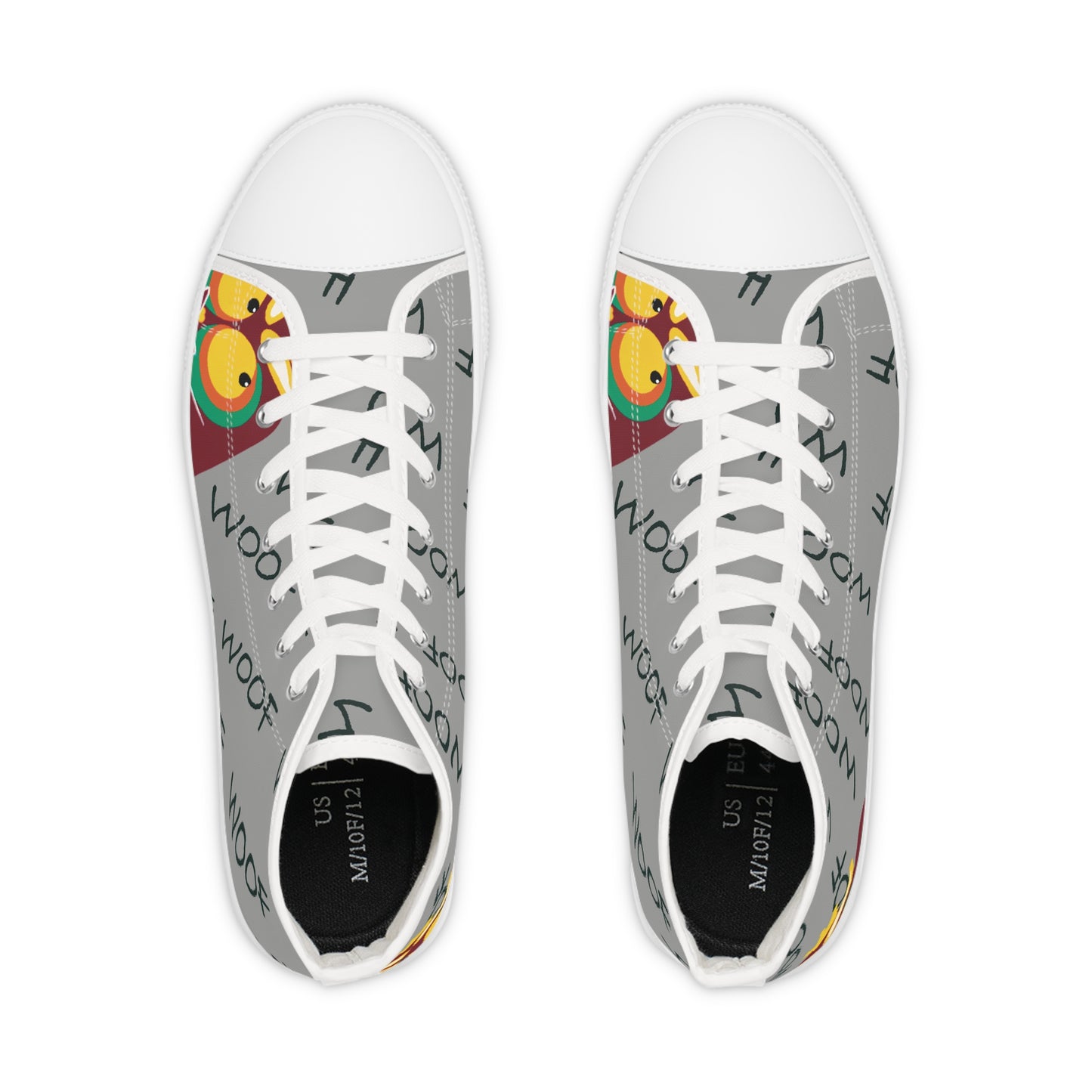 Men's High Top Sneakers with Vibrant Woof Design | Trendy Casual Footwear for Dog Lovers | Perfect for Gifts & Daily Wear
