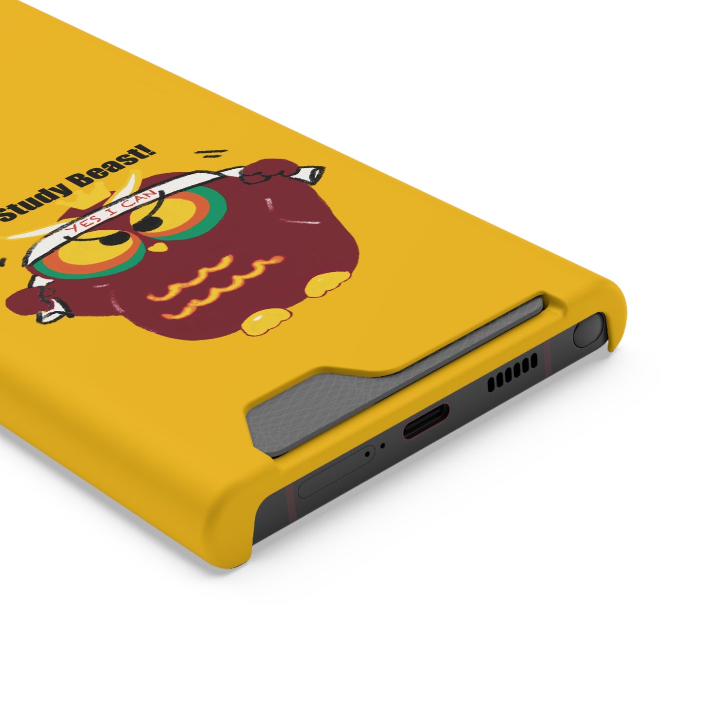Study Beast Phone Case with Card Holder, Cute Owl Design, Student Accessory, Back-to-School Gift, Funny Phone Cover