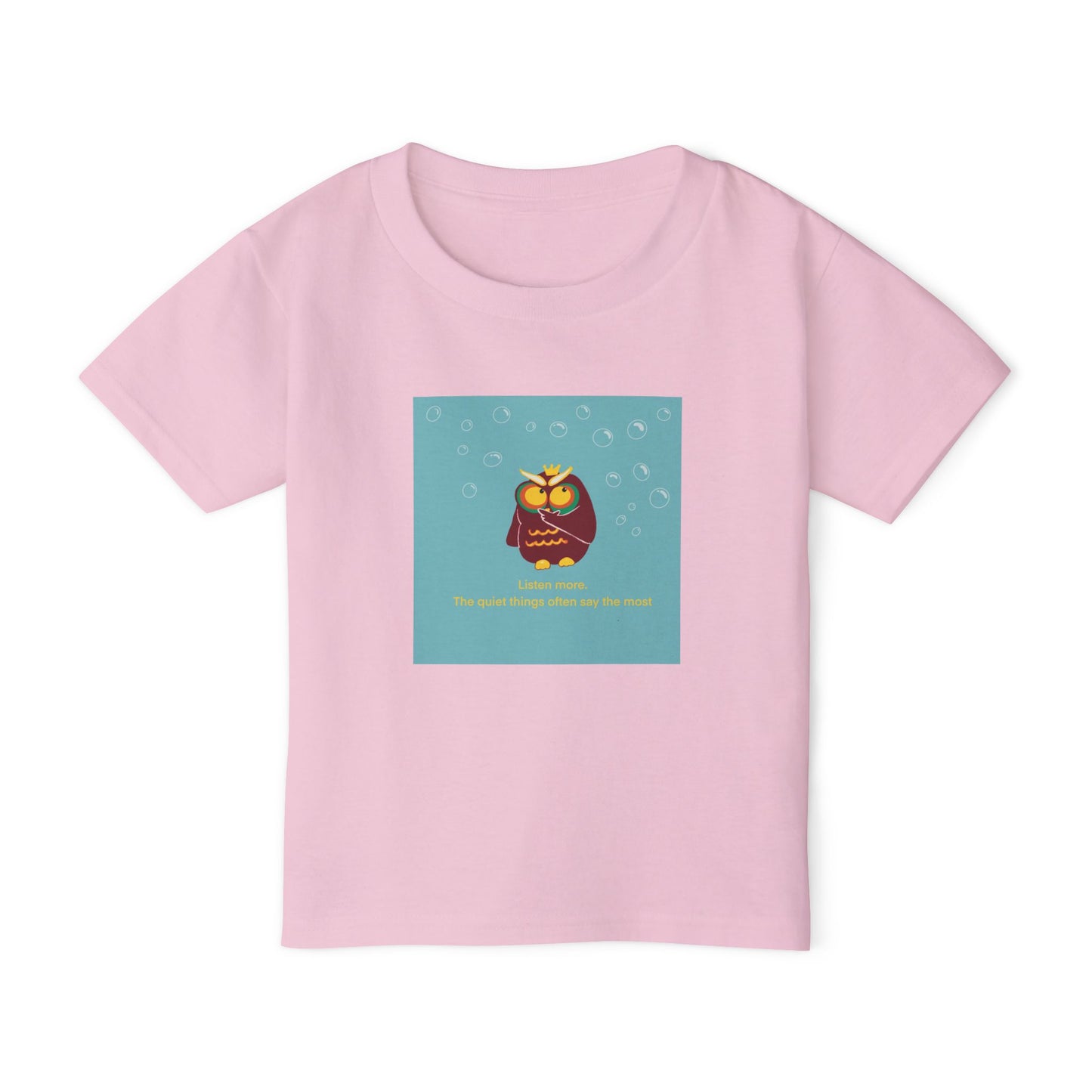Toddler T-Shirt with Owl Design – "Listen More" Inspirational Tee
