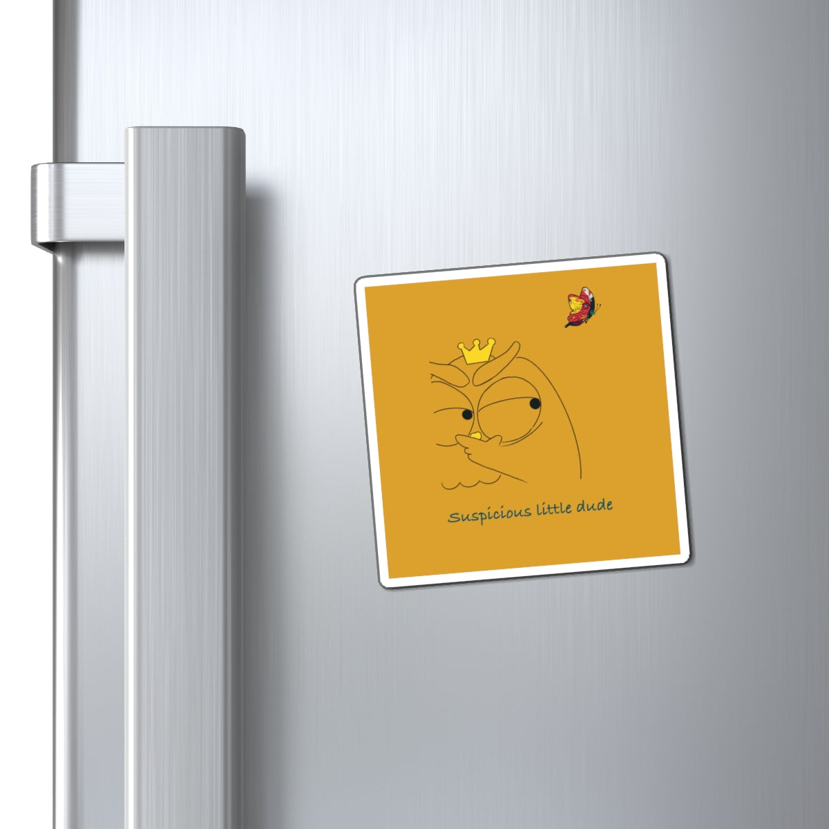 Suspicious Little Dude Magnet, Cute Kitchen Decor, Unique Gift, Quirky Home Accessories, Fun Fridge Magnet, Gifts for Him