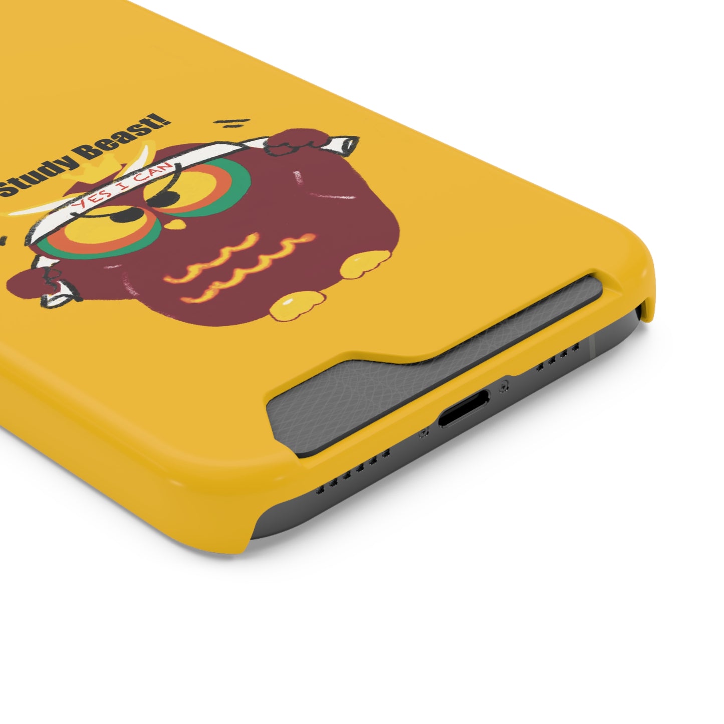 Study Beast Phone Case with Card Holder, Cute Owl Design, Student Accessory, Back-to-School Gift, Funny Phone Cover