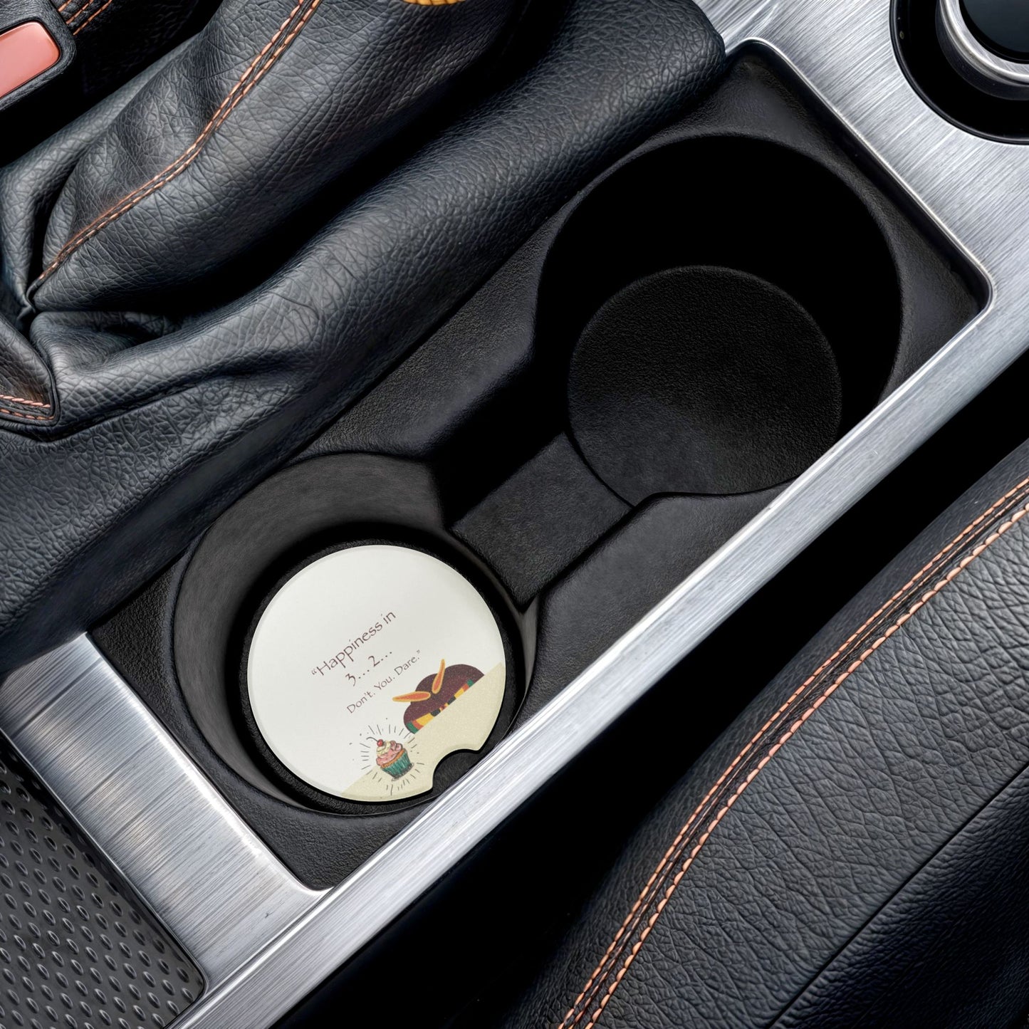 Happiness in 3...2... Soapstone Car Coaster, Cute Car Accessory, Gift for Drivers, Auto Decor, Car Drink Holder