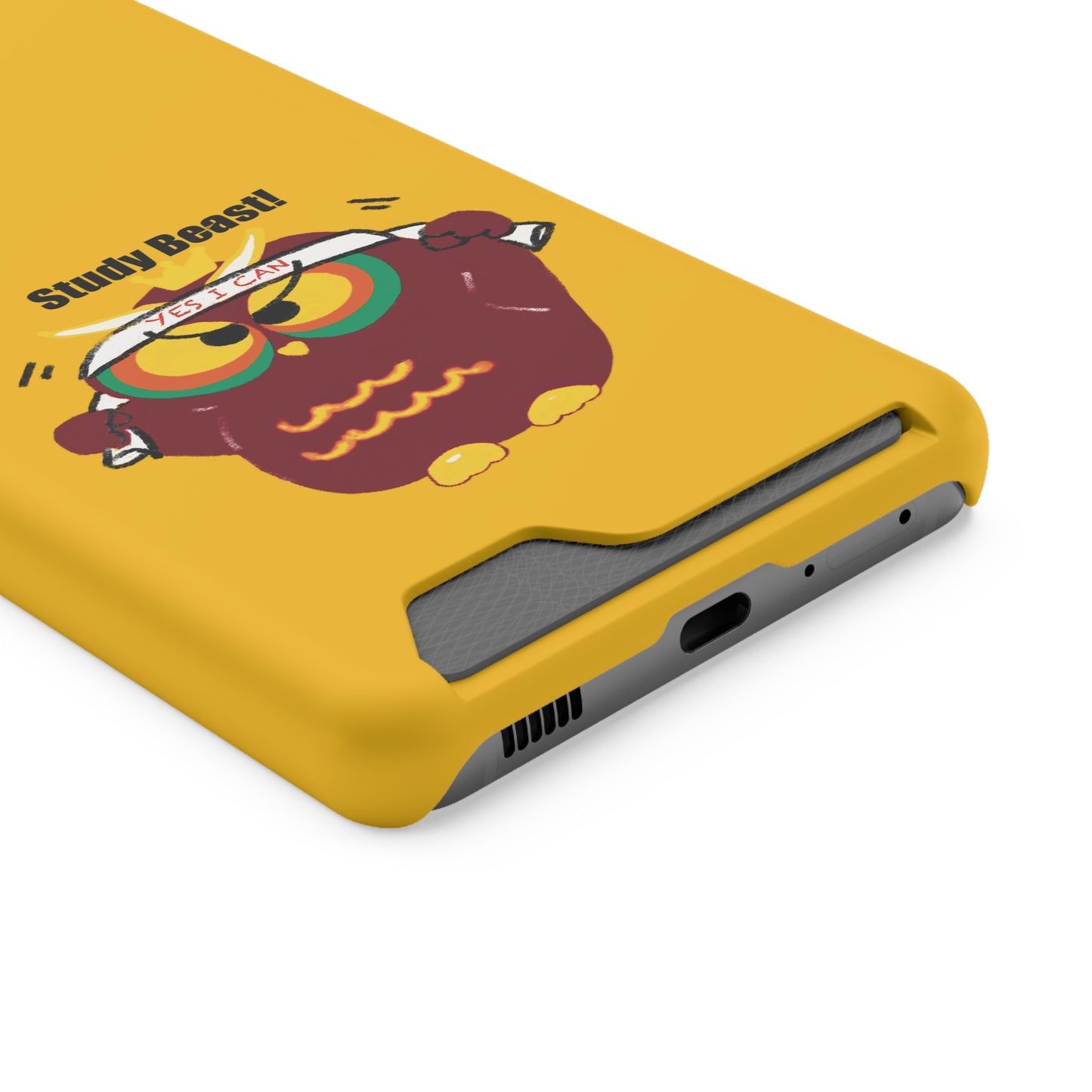 Study Beast Phone Case with Card Holder, Cute Owl Design, Student Accessory, Back-to-School Gift, Funny Phone Cover