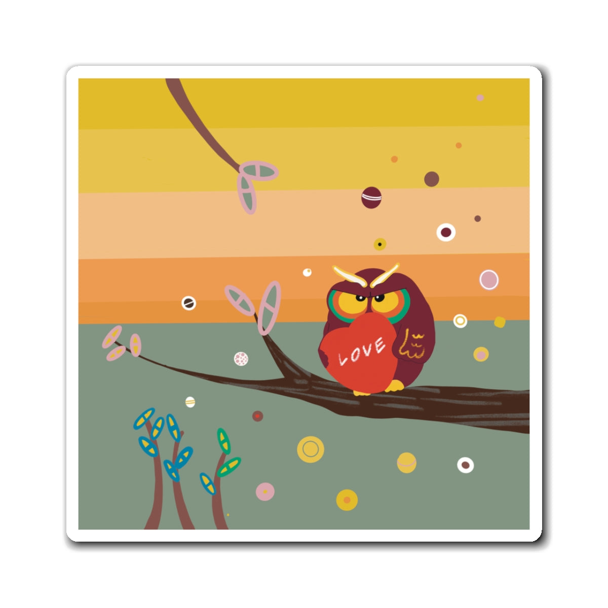 Whimsical Owl Love Magnet - Colorful Home Décor for Nature Lovers