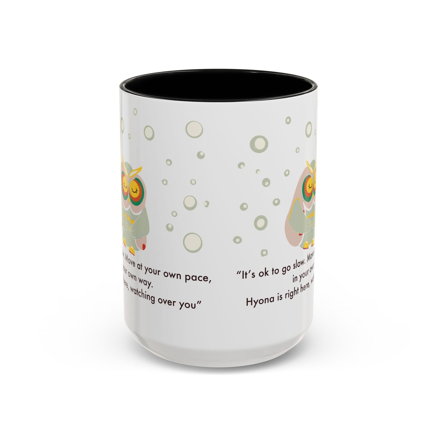 Inspirational Owl Coffee Mug - Relaxing Gift for Coffee Lovers, Motivational Drinkware, Cute Home Decor, Self-Care Reminder