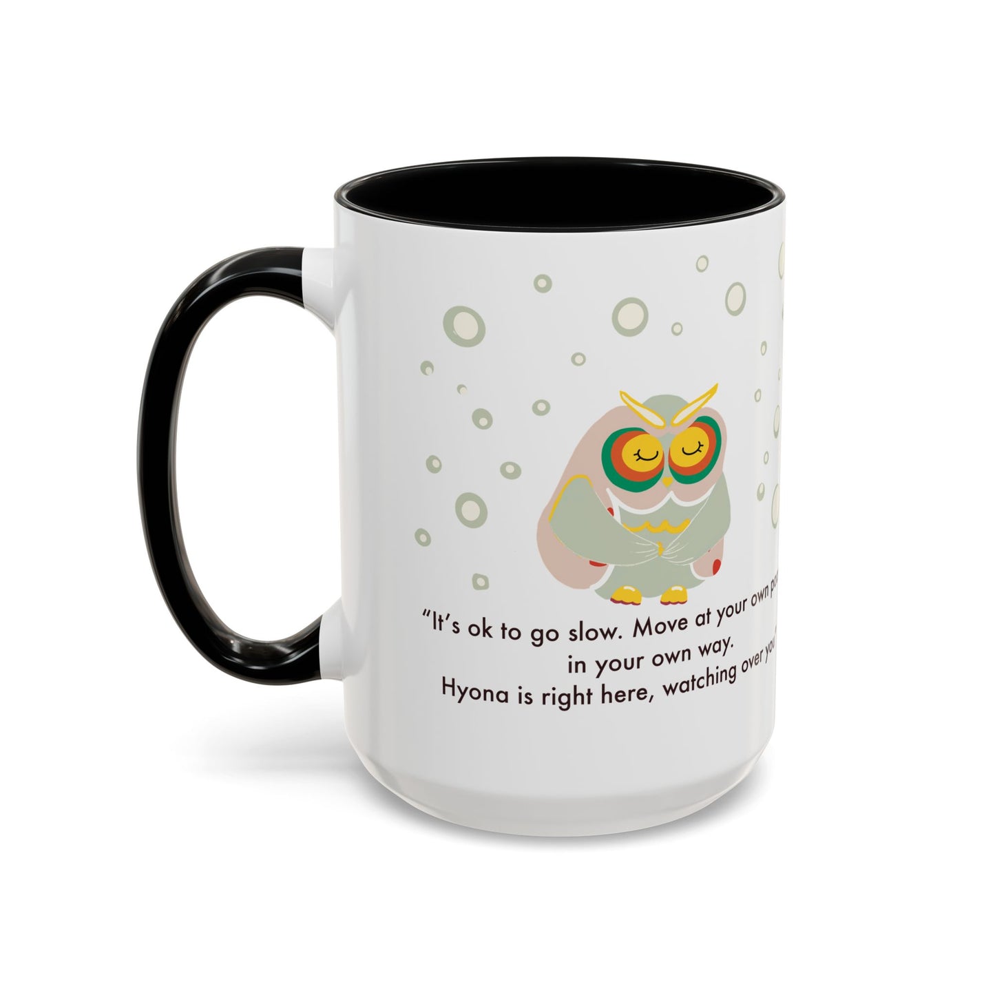 Inspirational Owl Coffee Mug - Relaxing Gift for Coffee Lovers, Motivational Drinkware, Cute Home Decor, Self-Care Reminder