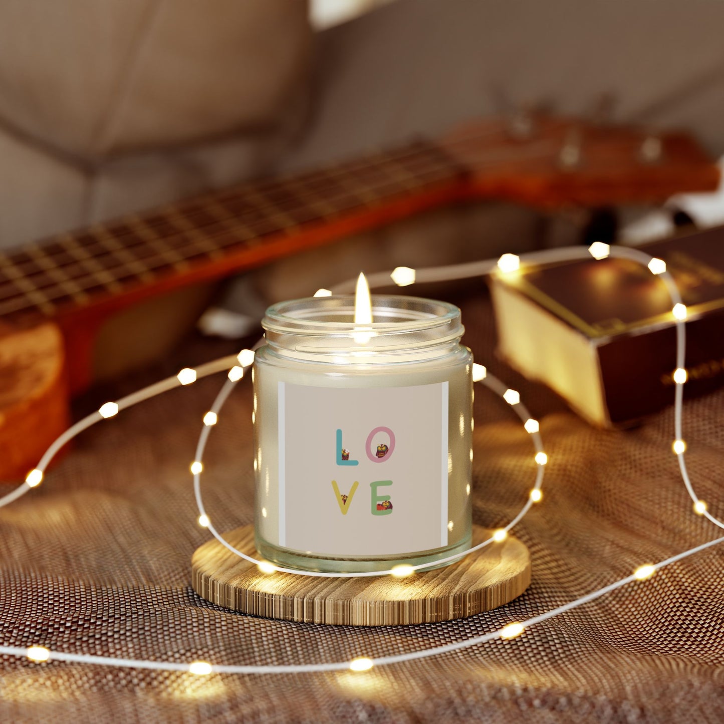 Coconut Apricot Scented Candle - 'LOVE' Design, 4oz & 9oz