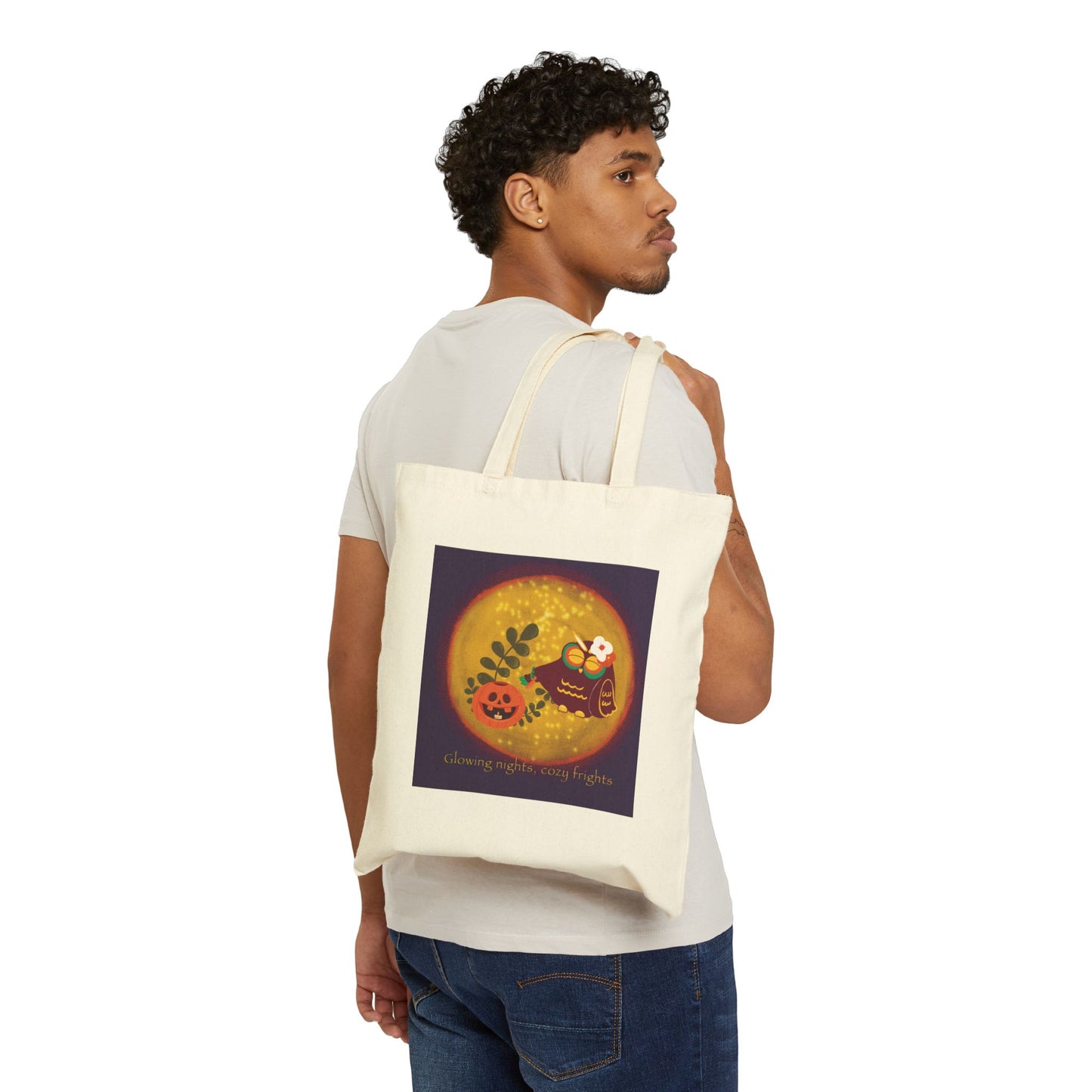 Autumn Inspired Cotton Canvas Tote Bag, Pumpkin Design, Eco-Friendly Shopping Bag, Fall Decor, Gift for Her, Reusable Grocery Tote