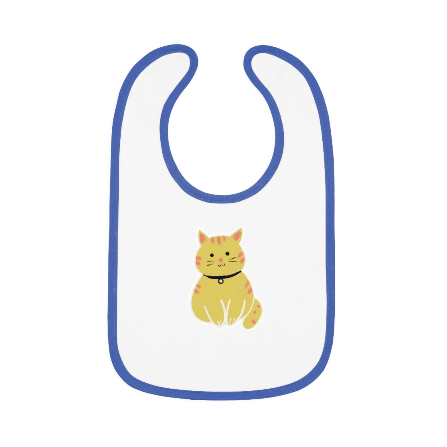 Cute Cat Jersey Baby Bib - Adorable Contrast Trim for Mess-Free Mealtime