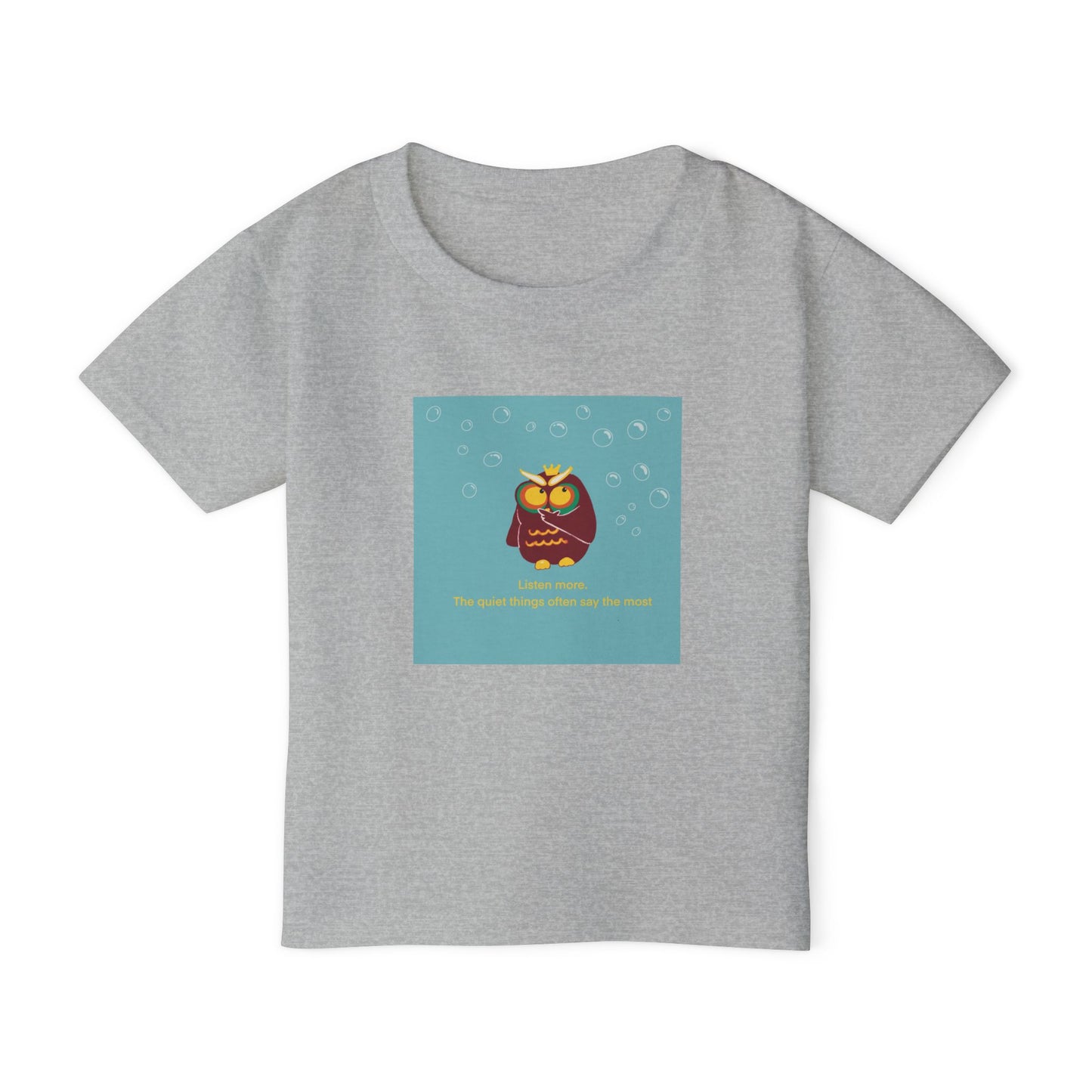 Toddler T-Shirt with Owl Design – "Listen More" Inspirational Tee