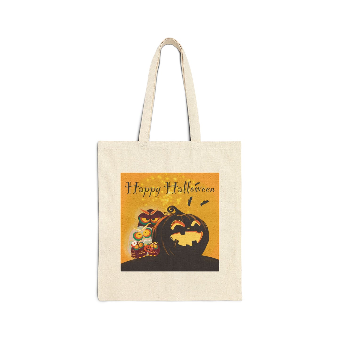 Halloween Cotton Canvas Tote Bag, Eco-Friendly Grocery Bag, Trick or Treat Bag, Festive Shopping Tote, Spooky Halloween Gift