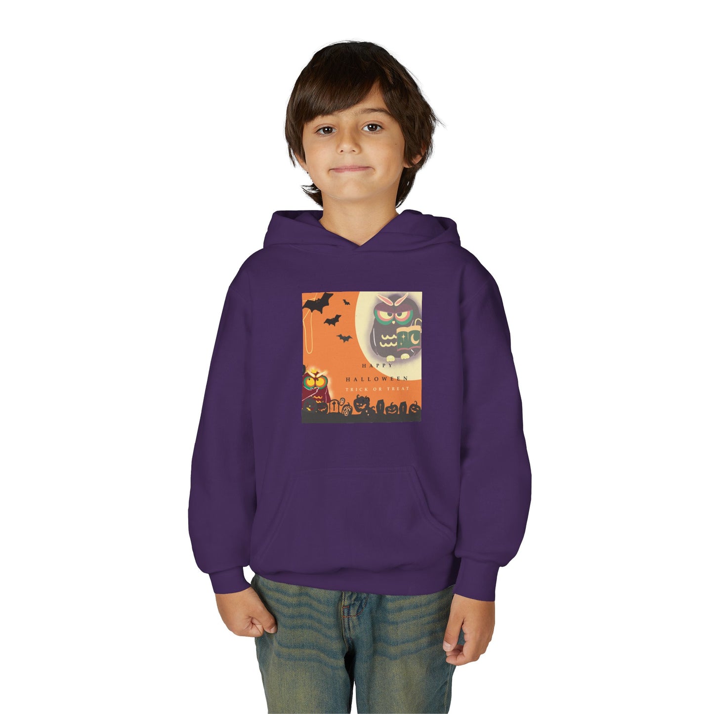 Halloween Owl Youth Hoodie, Cozy Sweatshirt for Kids, Perfect for Fall, Halloween Costume, Gift for Boys and Girls