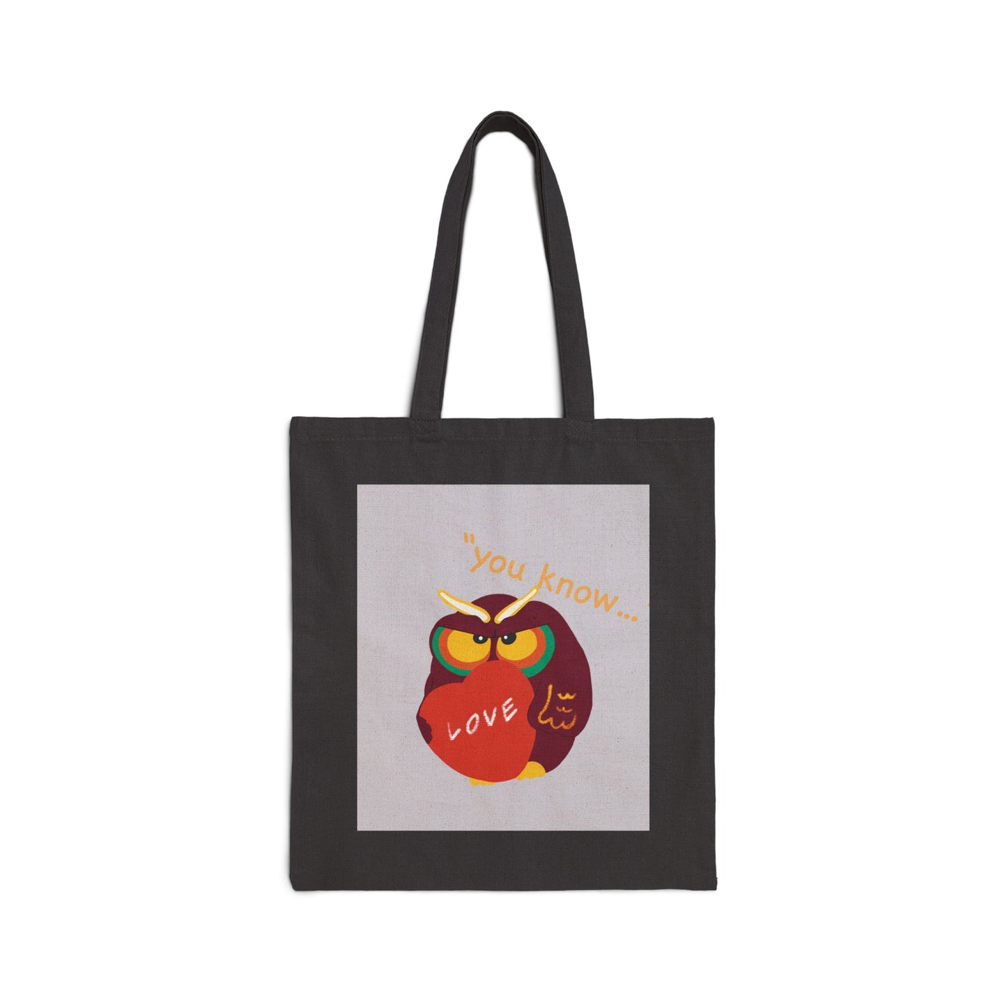 Whimsical Owl Love Cotton Canvas Tote Bag - Eco-Friendly Gift