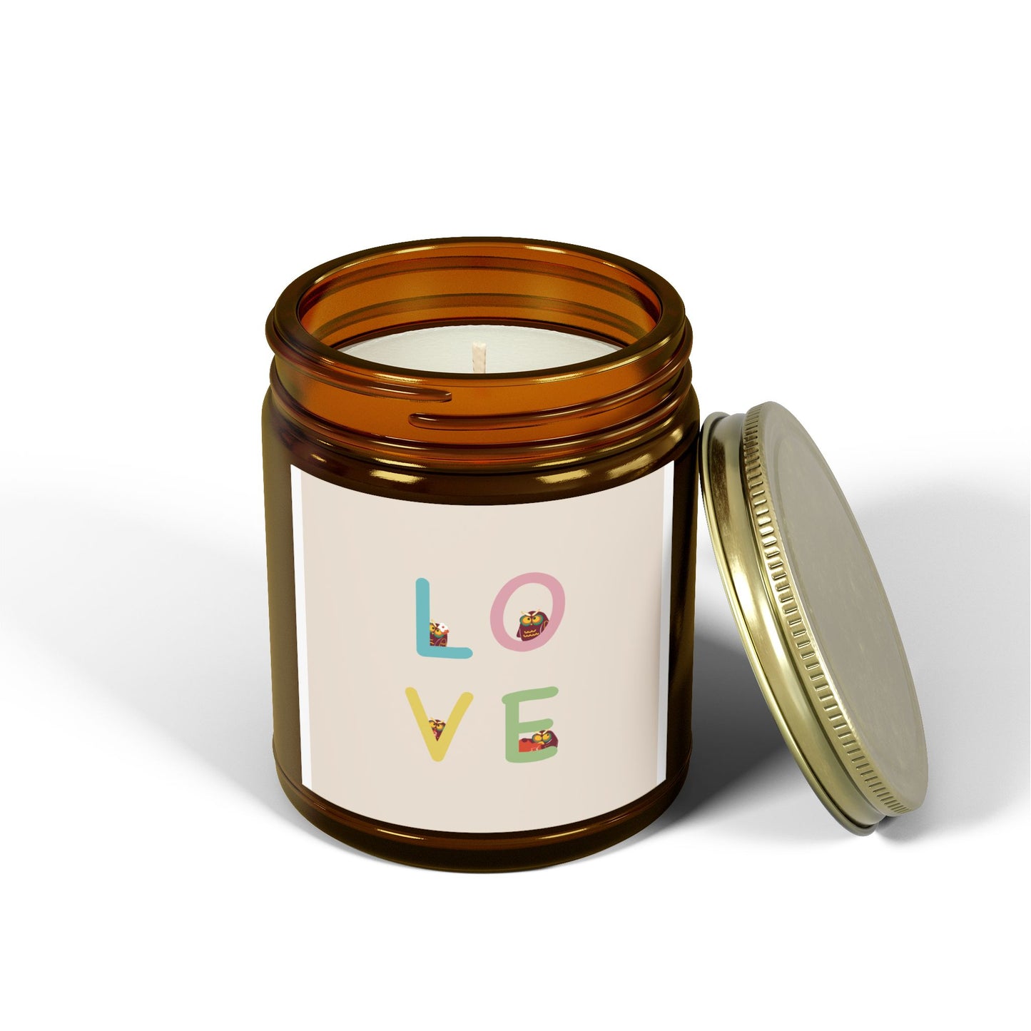 Coconut Apricot Scented Candle - 'LOVE' Design, 4oz & 9oz