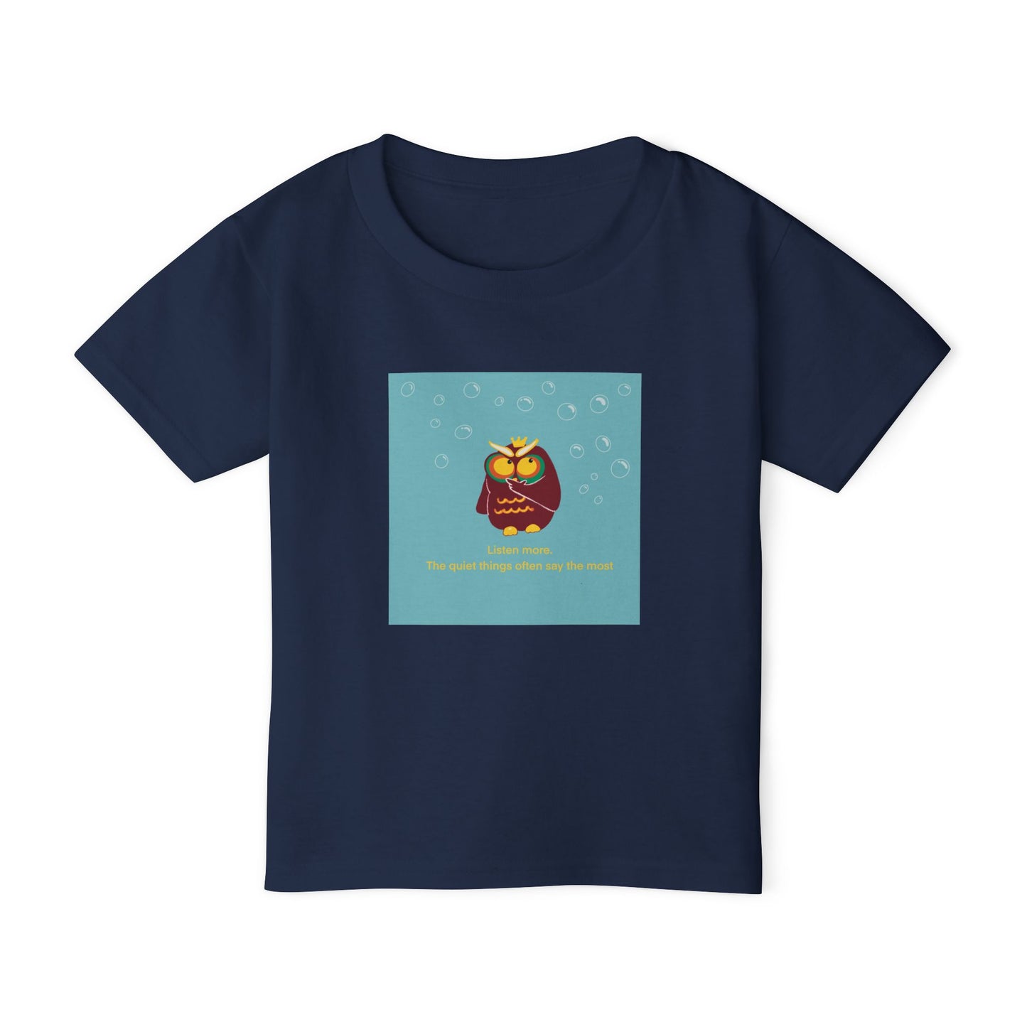 Toddler T-Shirt with Owl Design – "Listen More" Inspirational Tee
